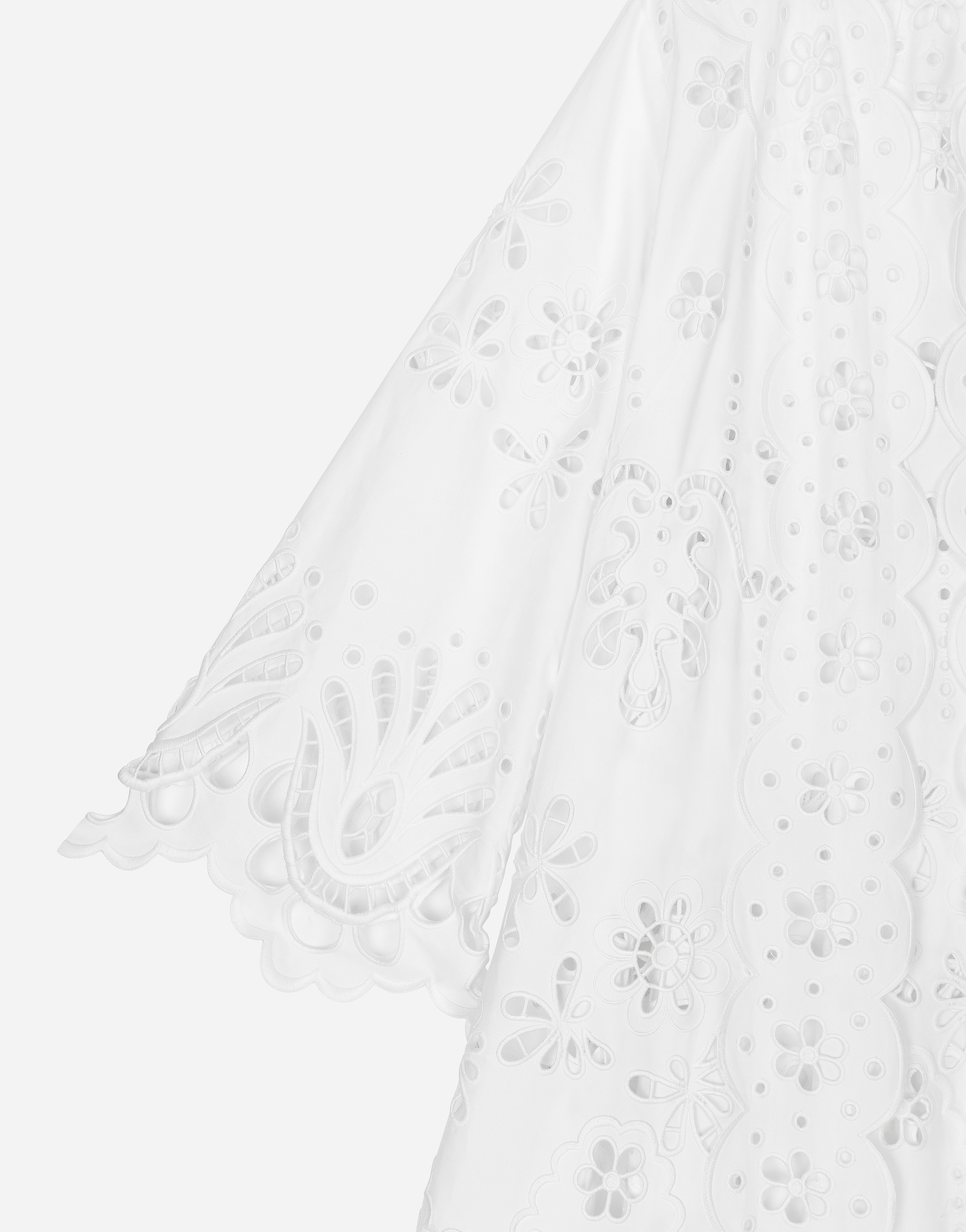 Dolce & Gabbana Cotton Robe Coat With Macramé Embroidery In White