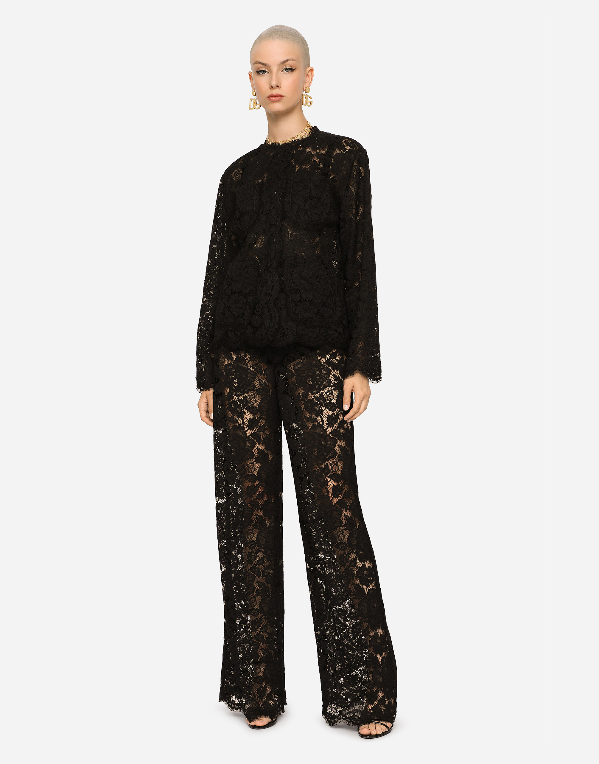 Dolce & Gabbana Single-breasted Lace Jacket In Black