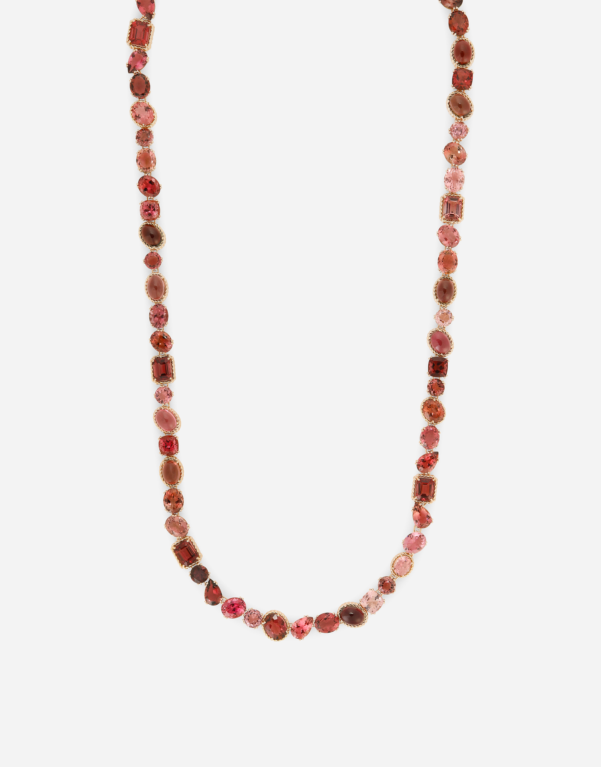  Dolce & Gabbana Rainbow Monochrome Sautoir 18 Carat Red Gold And Pink Tourmalines - Woman Necklaces Red Gold Onesize 