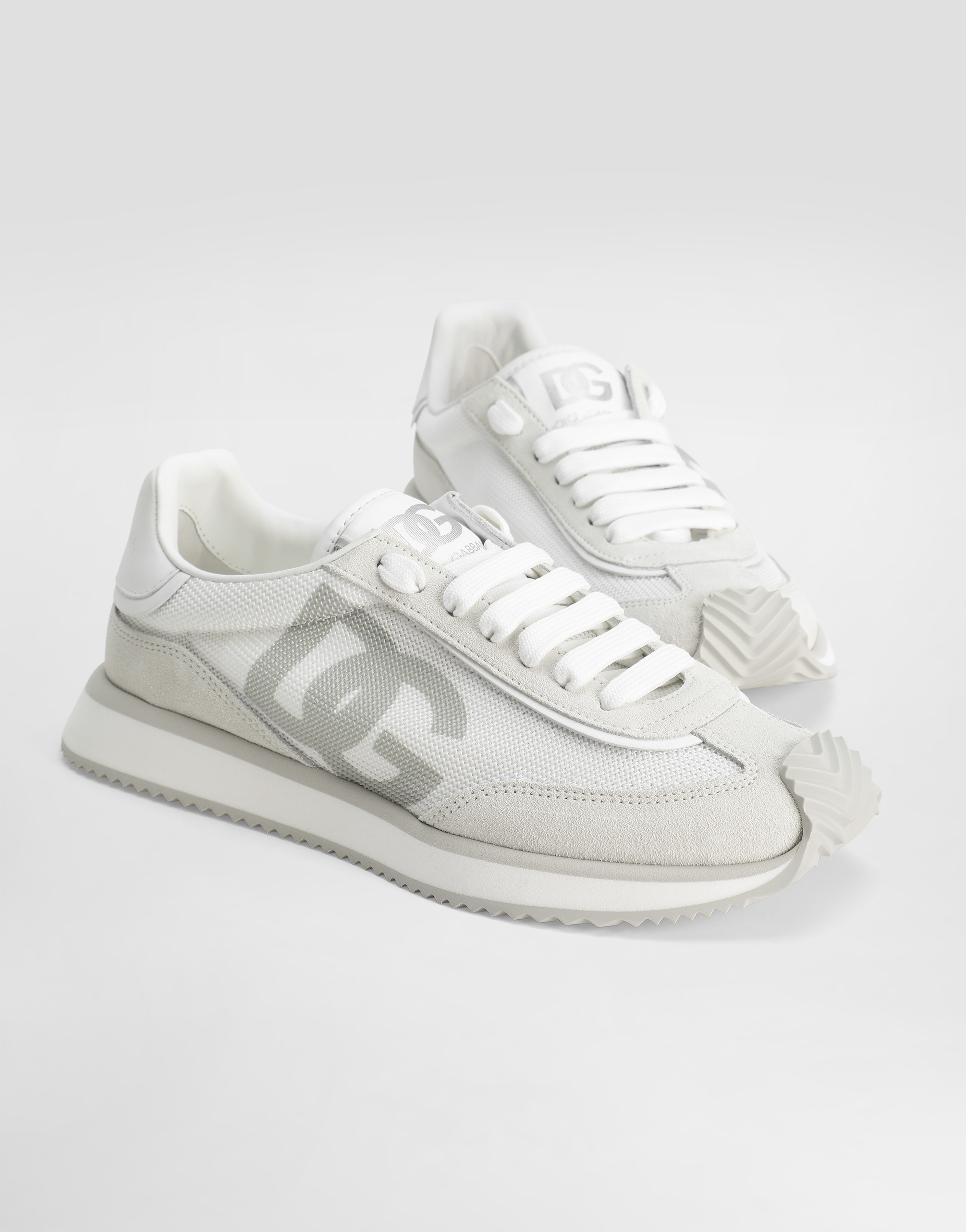 Shop Dolce & Gabbana Mixed-material Dg Cushion Sneakers In Bianco
