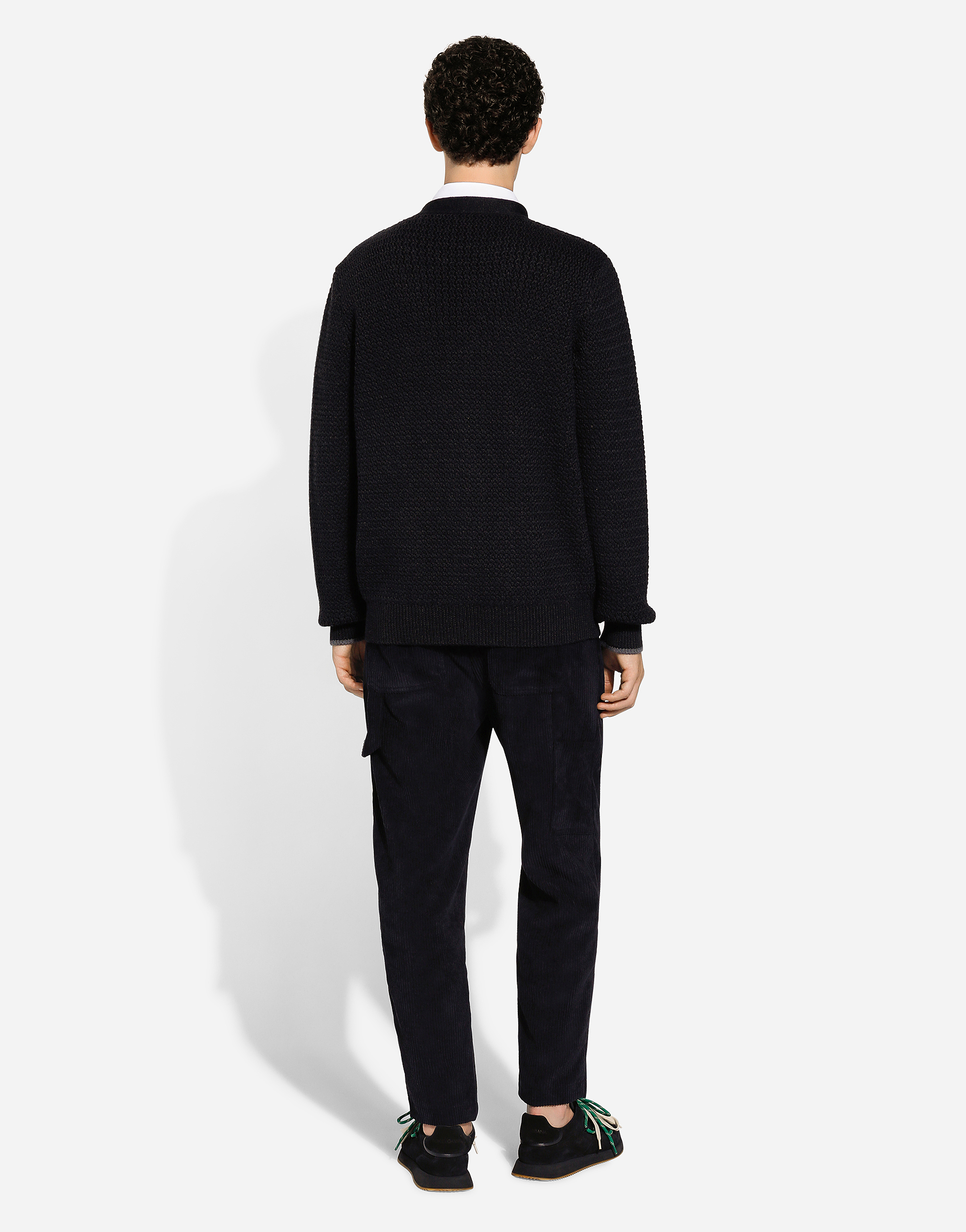 Dolce & Gabbana Gray Hand-knit Wool Cardigan In Grey