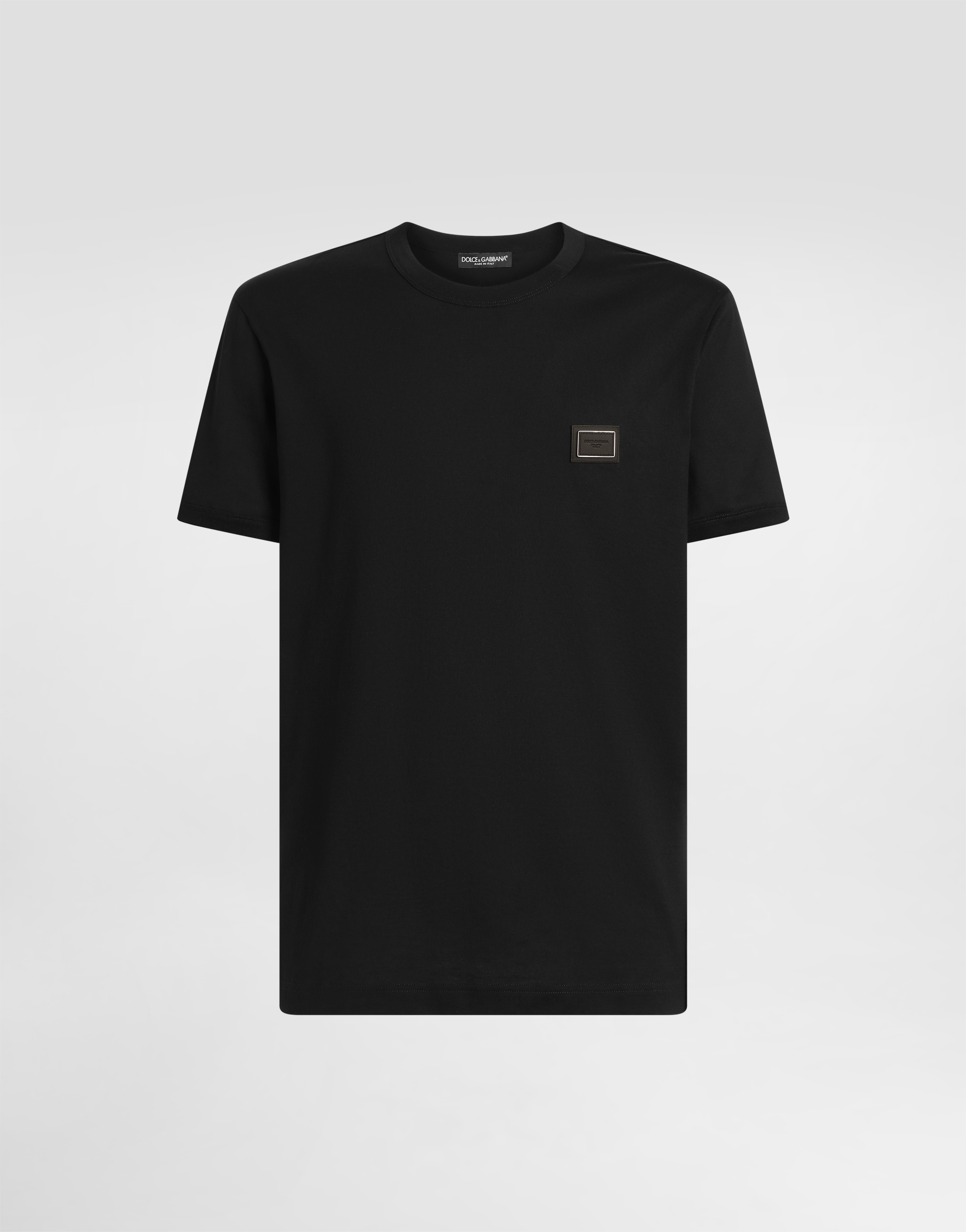 DOLCE & GABBANA カレット Tシャツ 46 Blackのメンズ Cotton t-shirt with logo plate | Dolce&Gabbana®