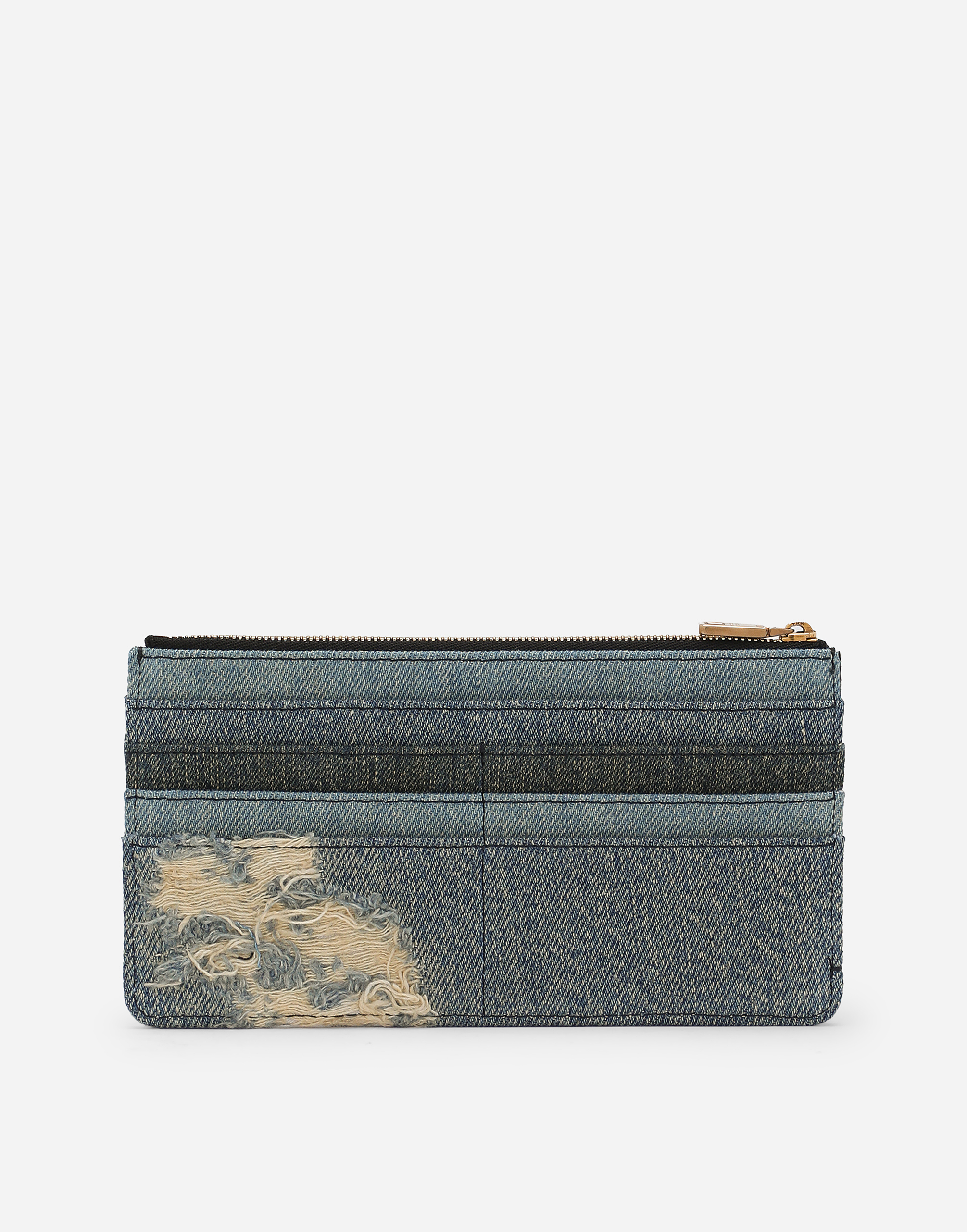 Dolce & Gabbana Logo-plaque Patchwork Wallet In Blue