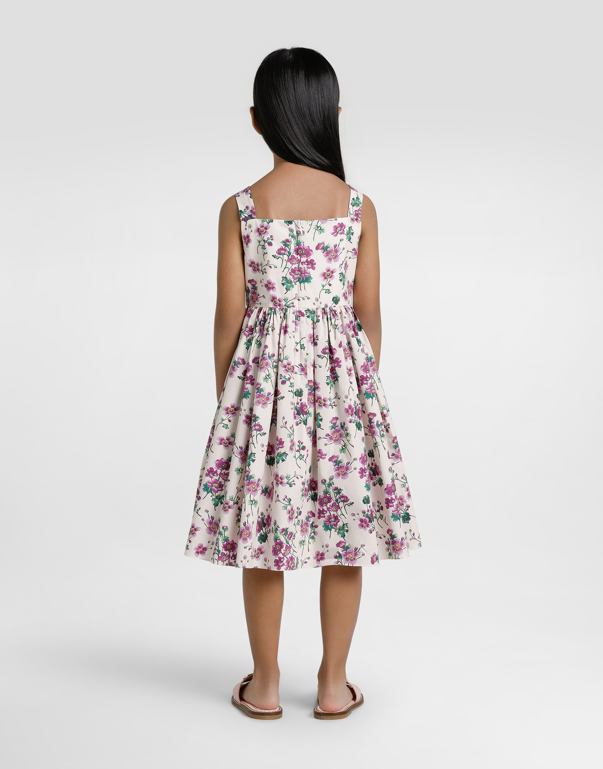Violets-print poplin dress