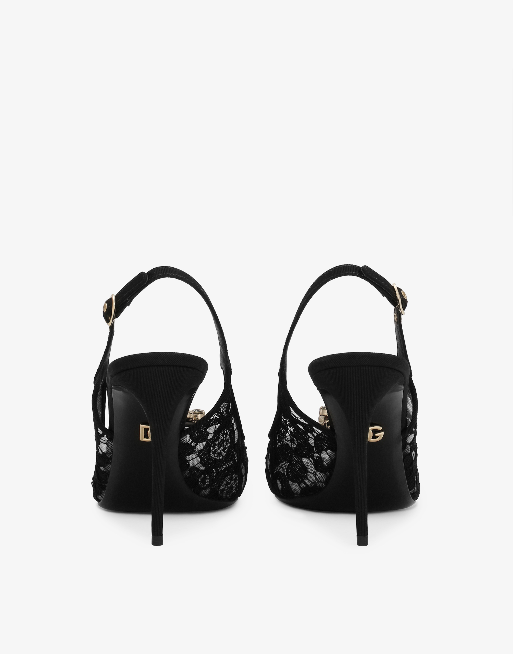 Dolce & Gabbana Rainbow Lace Slingbacks In Lurex Lace In Black
