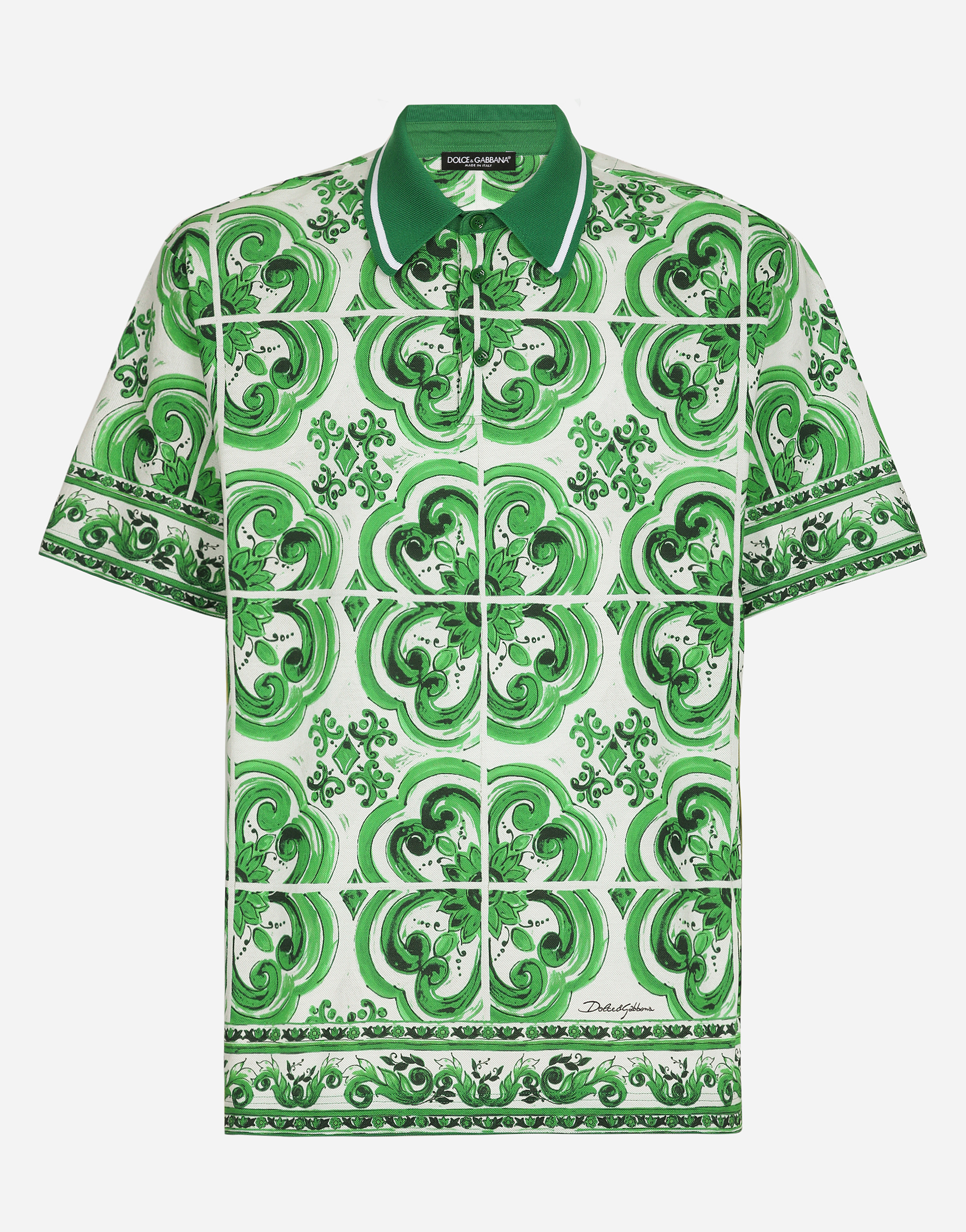 Cotton polo-shirt with majolica print in Print for Men