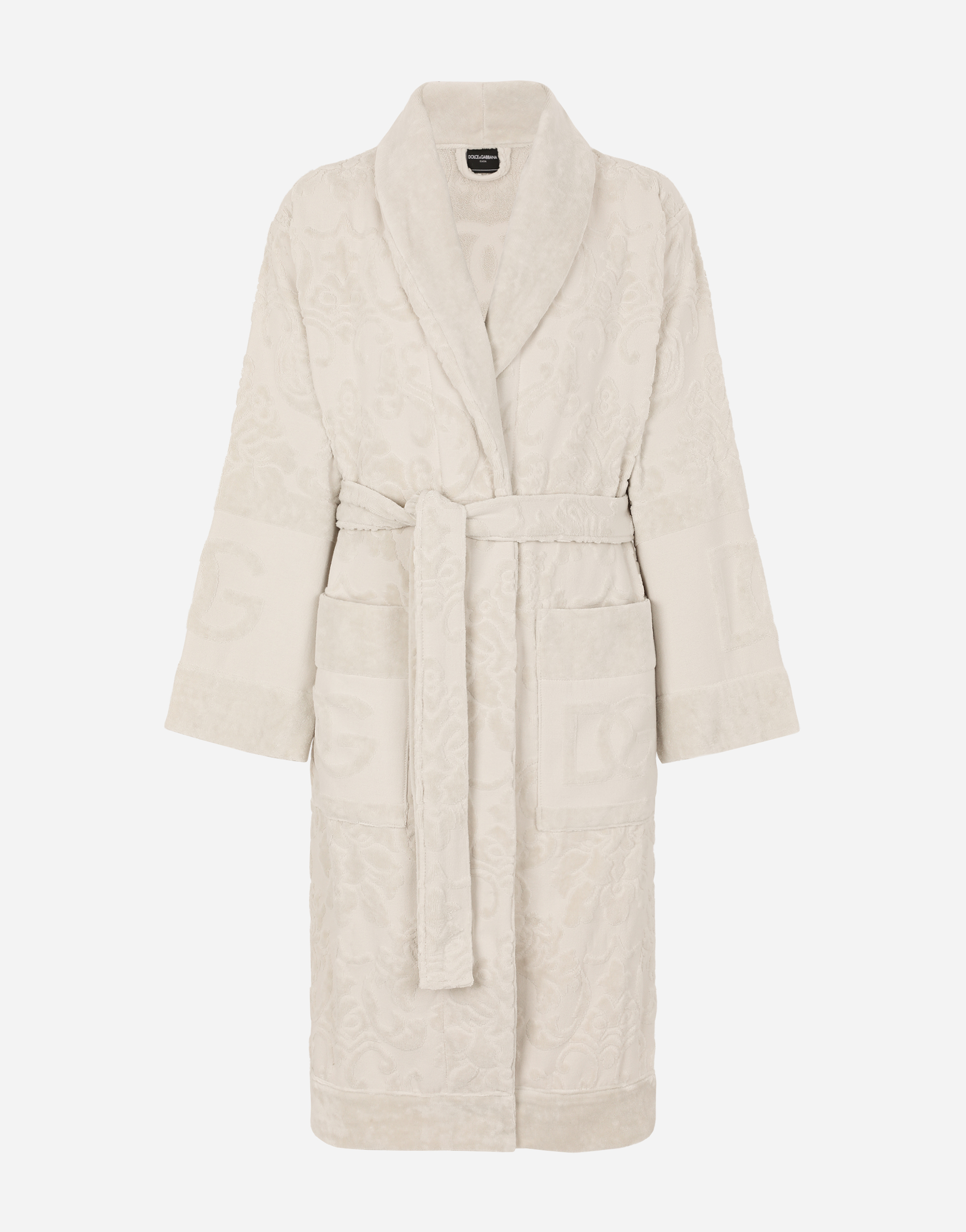 Dolce & Gabbana Bathrobe In Terry Cotton Jacquard In Multicolor