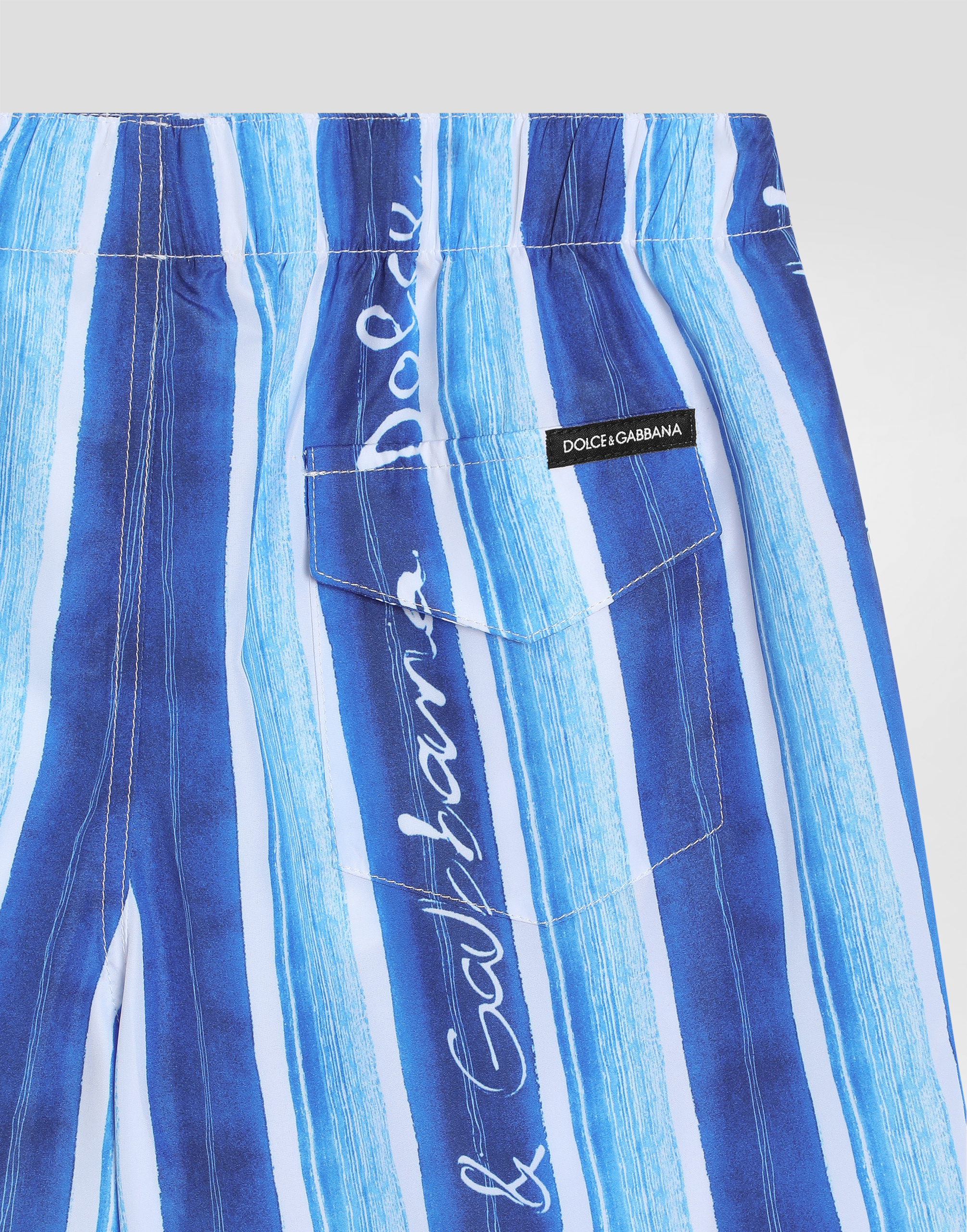 Dolce & Gabbana Striped Swim Trunks In Blue