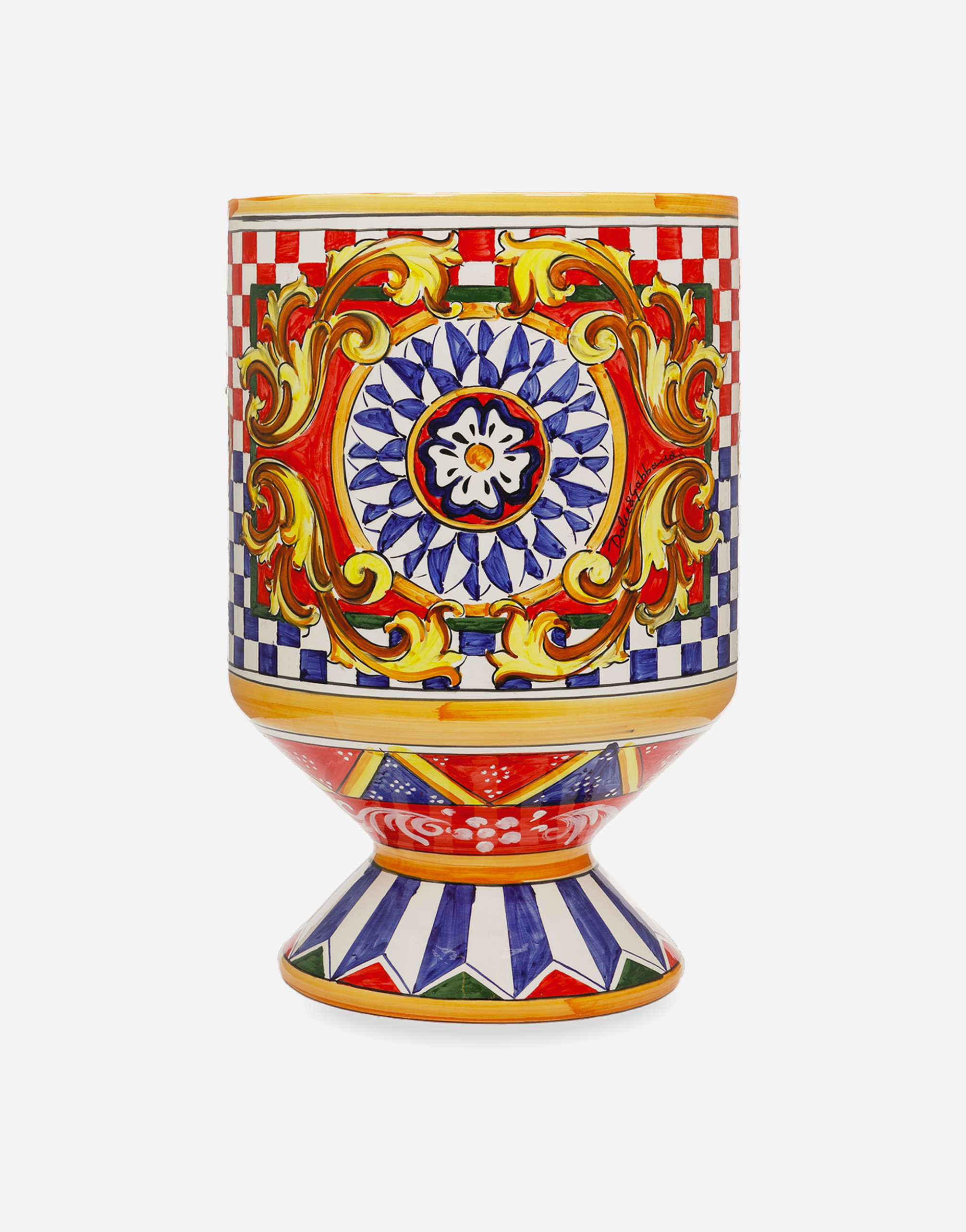 Dolce & Gabbana Geometric-patterned Ceramic Vase (37cm X 58cm) In Multi