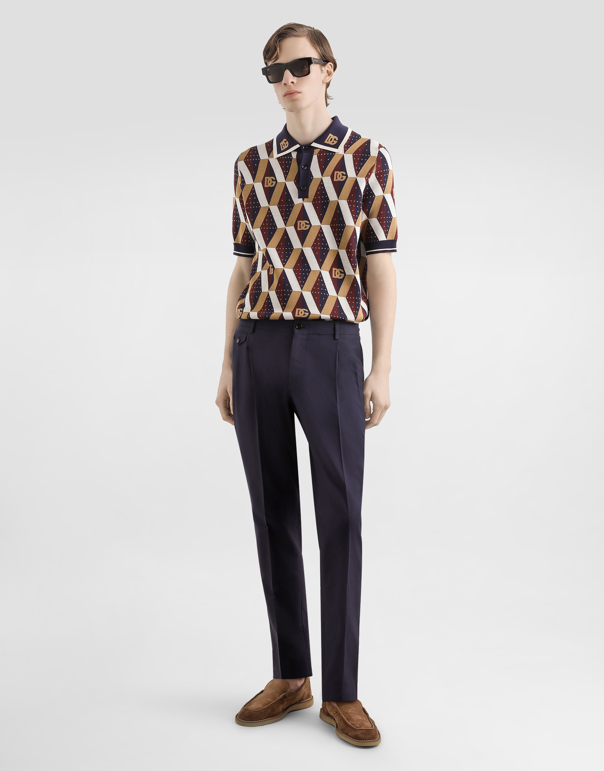 Silk and gabardine trousers