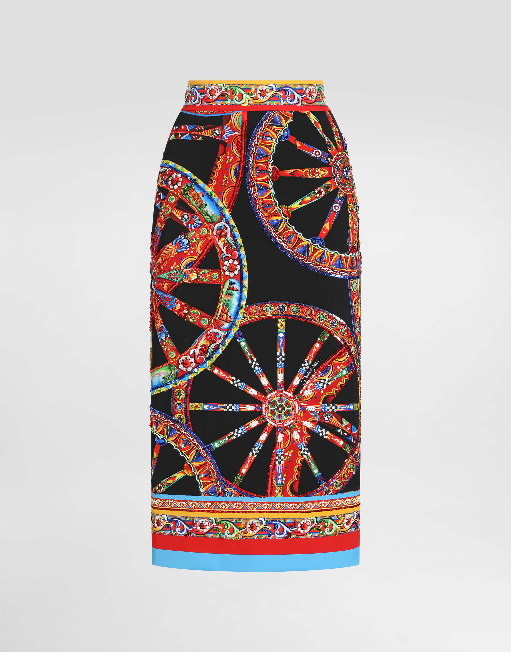 スカート dolce&gabbana heart locket charm skirt Majolica-print