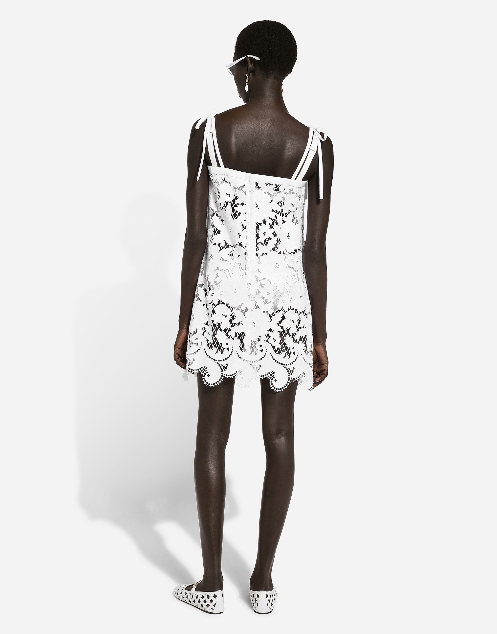 Dolce & Gabbana Minidress With Floral Openwork In ホワイト