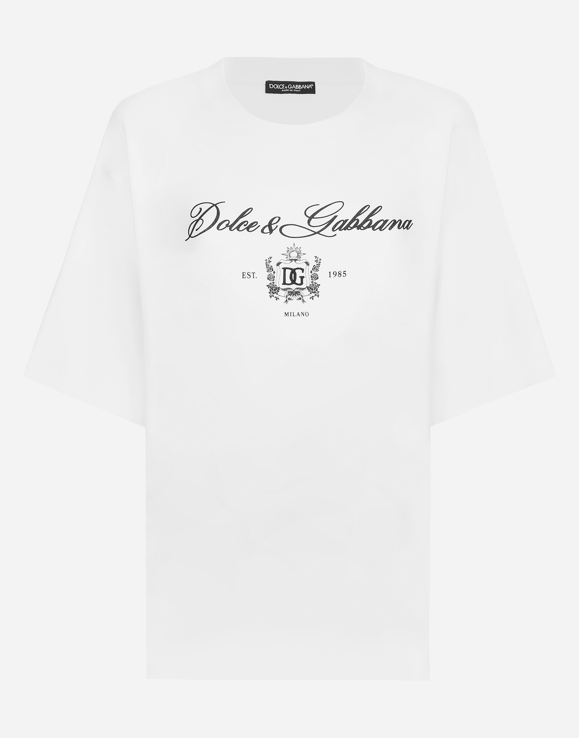 Dolce & Gabbana Monogram Embroidered Crewneck T-shirt In White