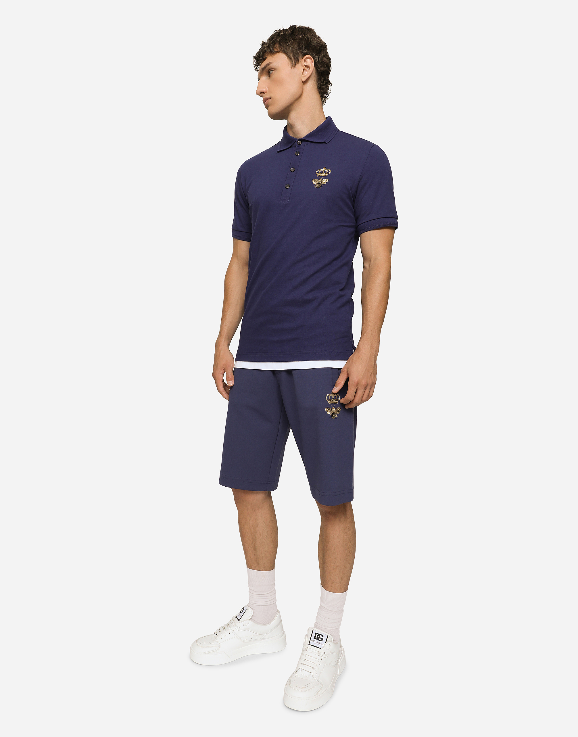 Jersey jogging shorts with embroidery