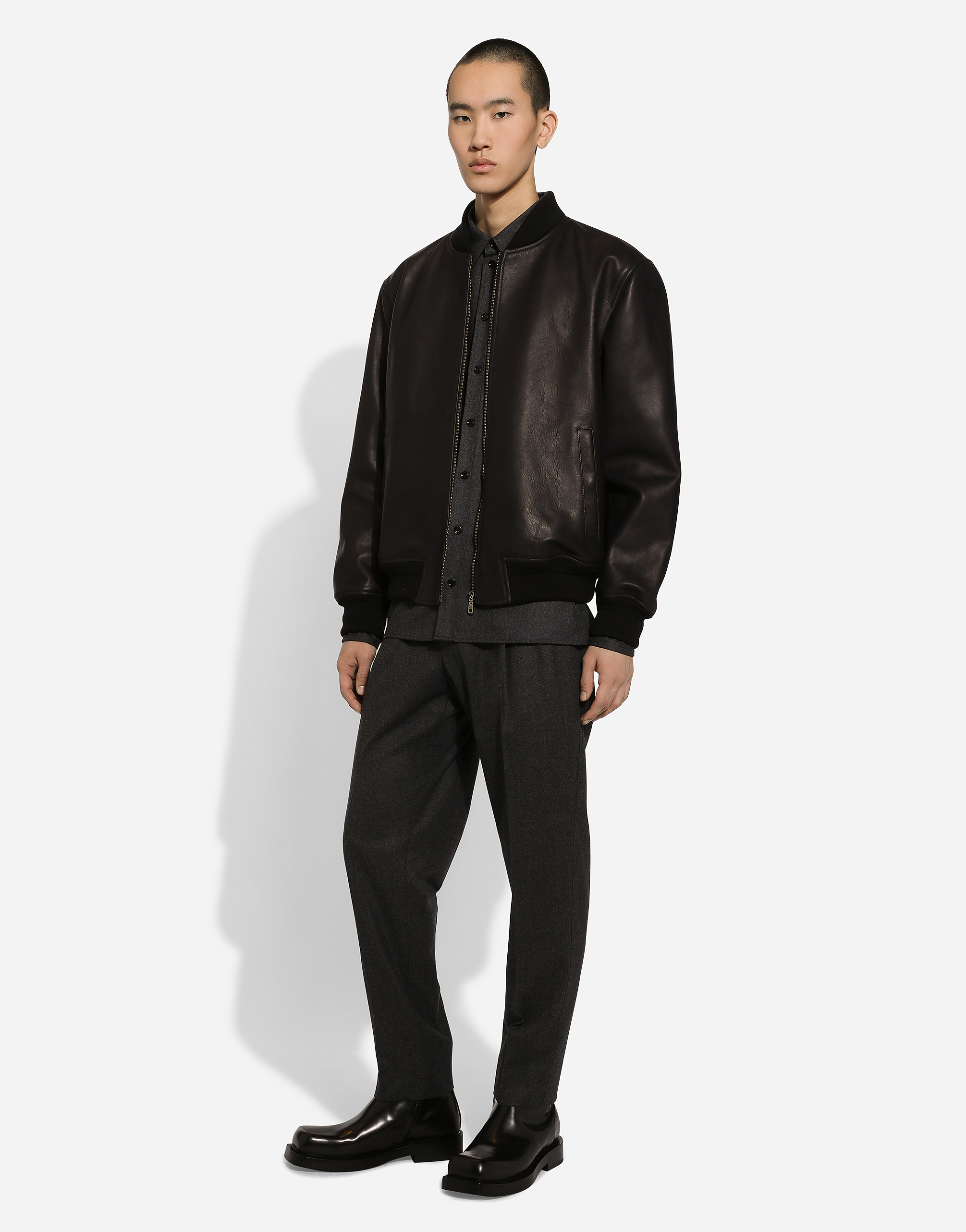 Dolce & Gabbana Straight Leg Trousers Crease Detailing Pockets In Grey