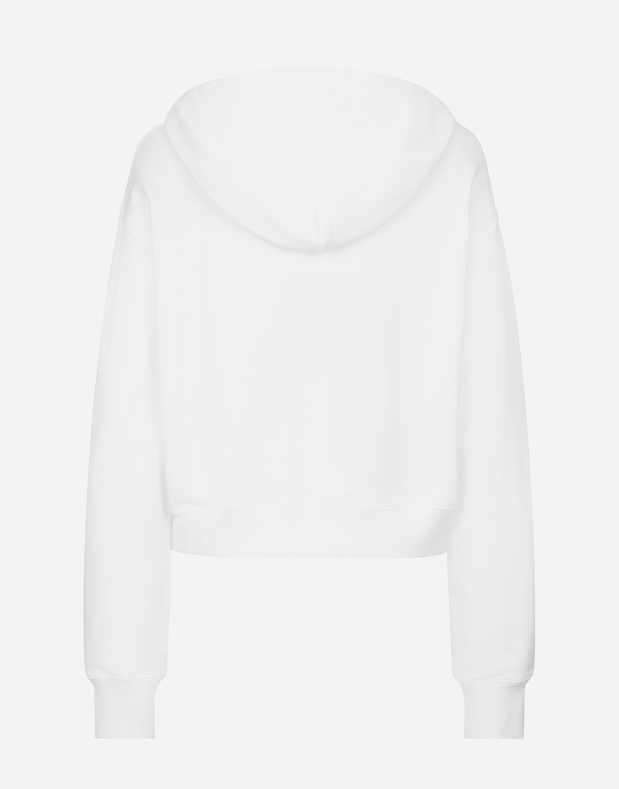 Shop Dolce & Gabbana Jersey Hoodie With Embossed Logo In White