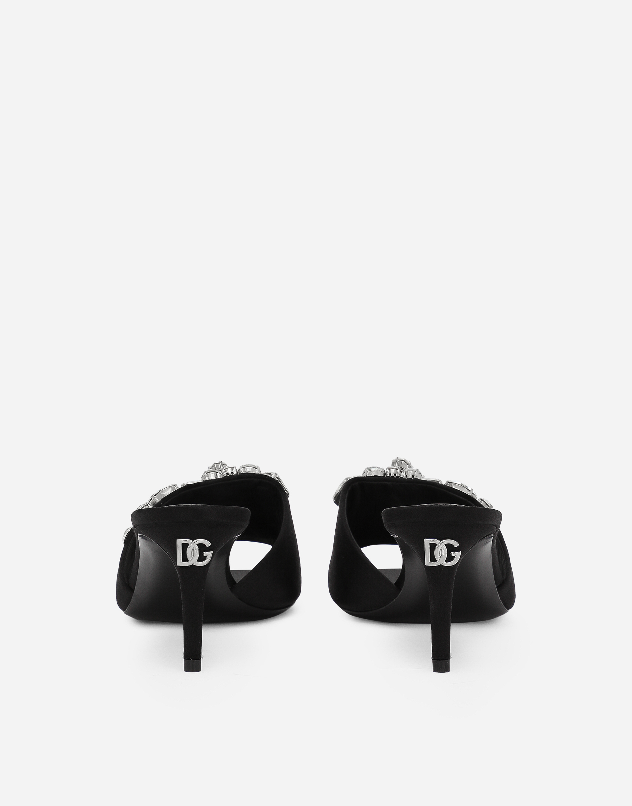 Dolce & Gabbana Crystal-embellished Satin Mules In Black