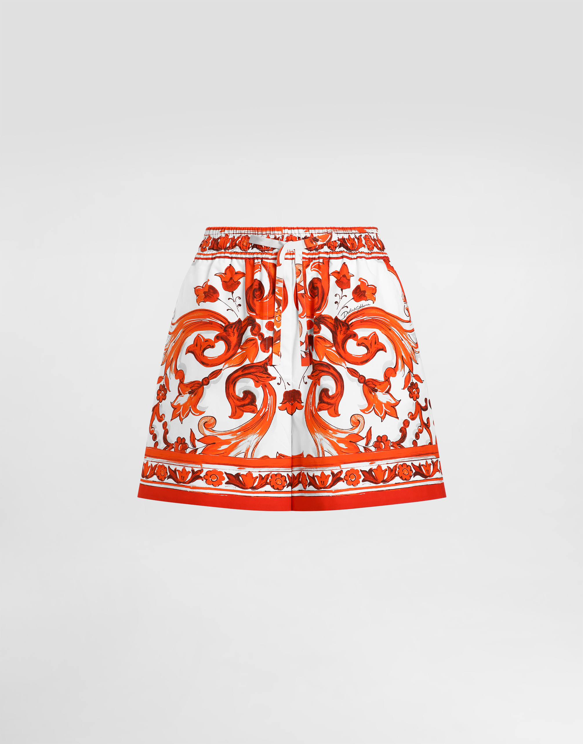 Dolce & Gabbana Shorts In Cotone Arancione Con Stampa Grafica Dolce E Gabbana In Orange