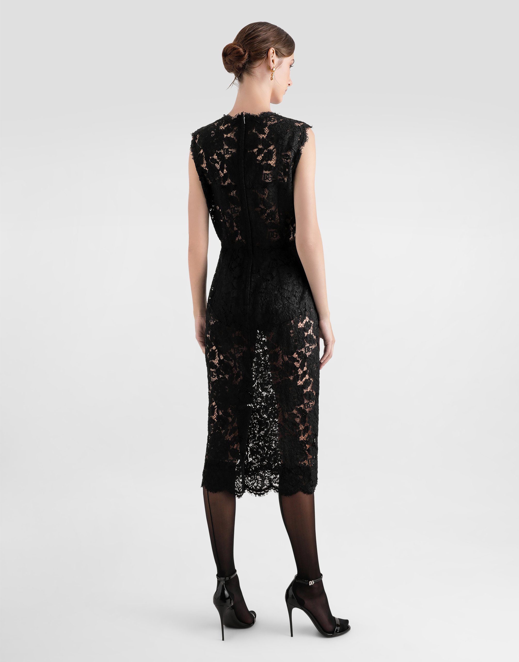 Dolce & Gabbana Stretch Midi Dress Sleeveless In Black In Black