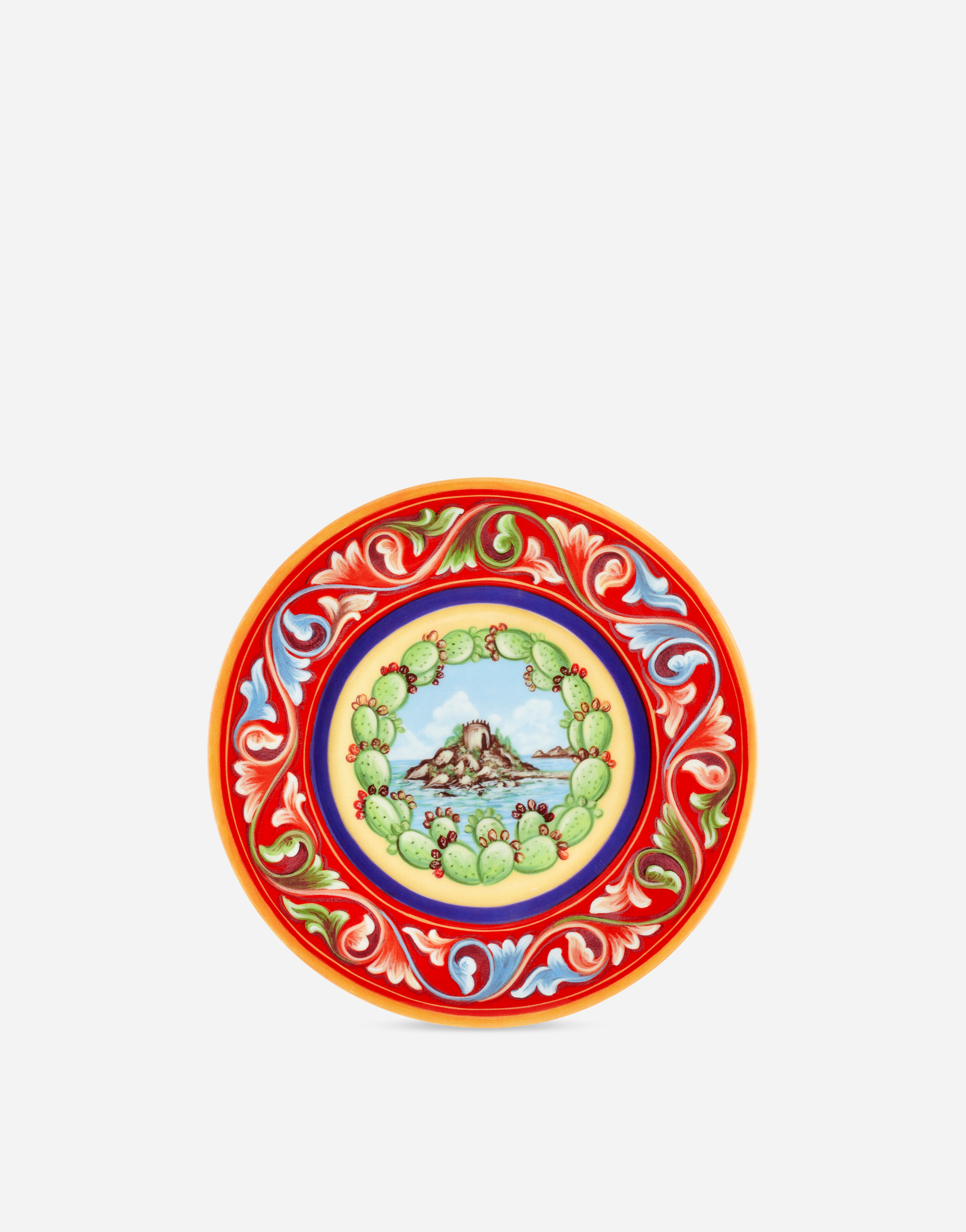 Dolce & Gabbana Set 2 Dessert Plates In Fine Porcelain In Multicolor