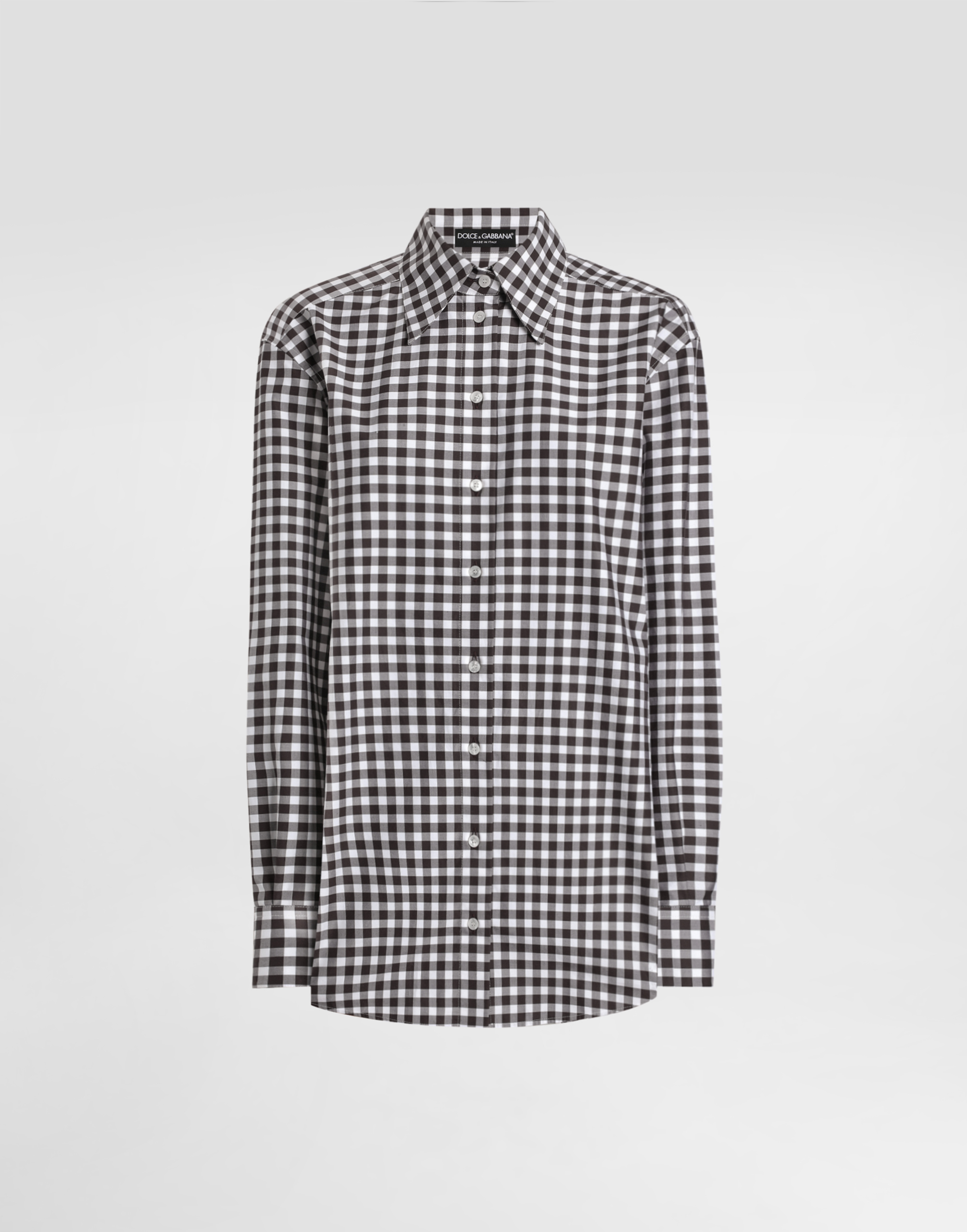 Dolce & Gabbana Gingham-check Shirt In Gray
