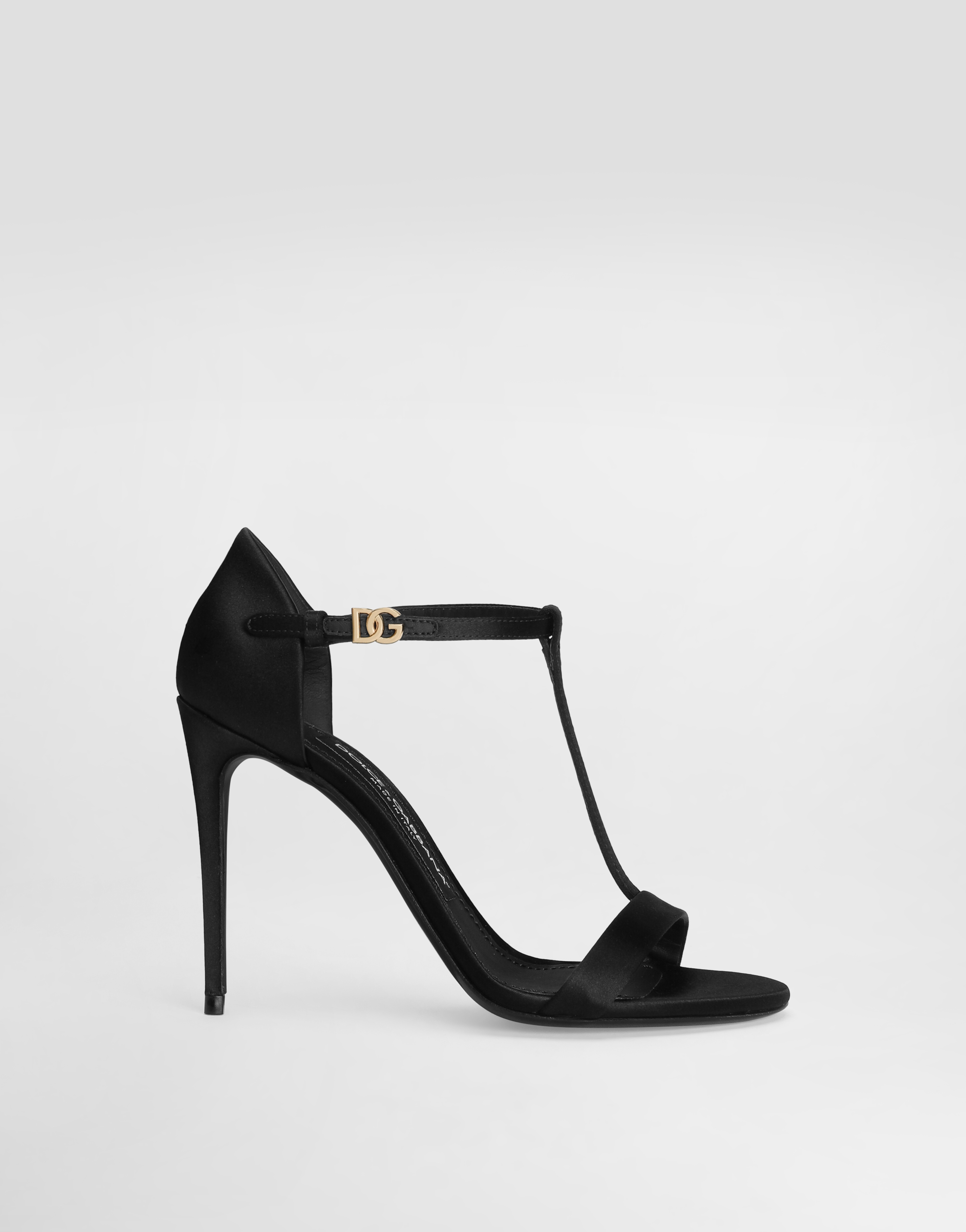Satin T-bar sandals in Black for Women | Dolce&Gabbana® US