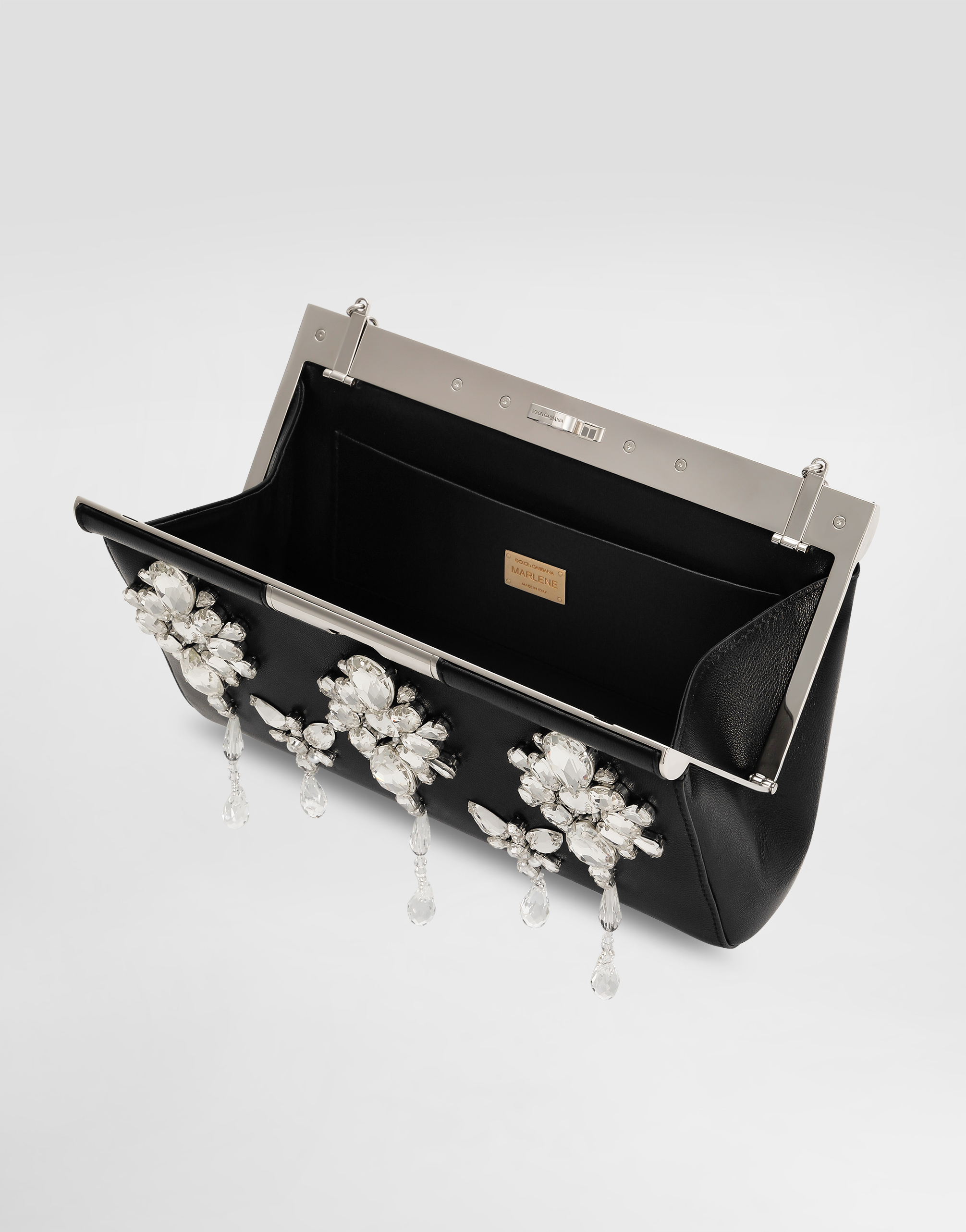 Dolce & Gabbana Crystal Embroidered Marlene Handbag In Black