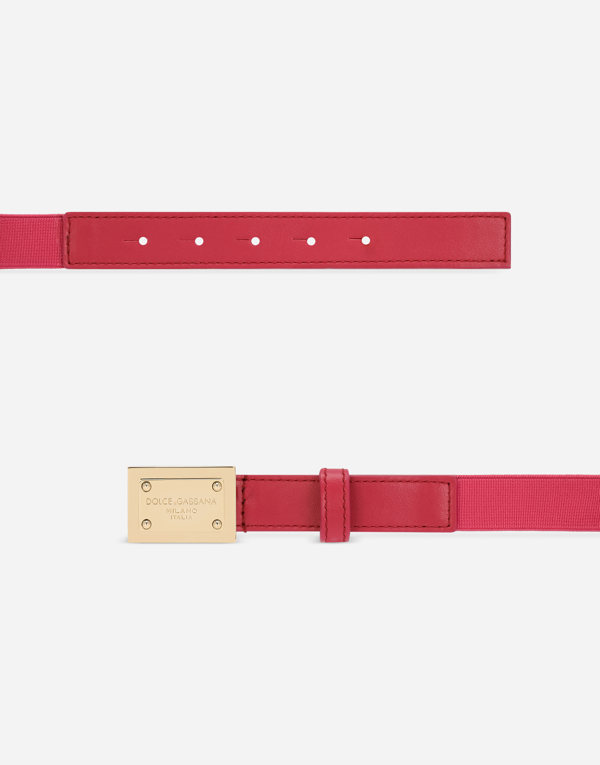 Shop Dolce & Gabbana Stretch Belt With Logo Tag In Fuchsia