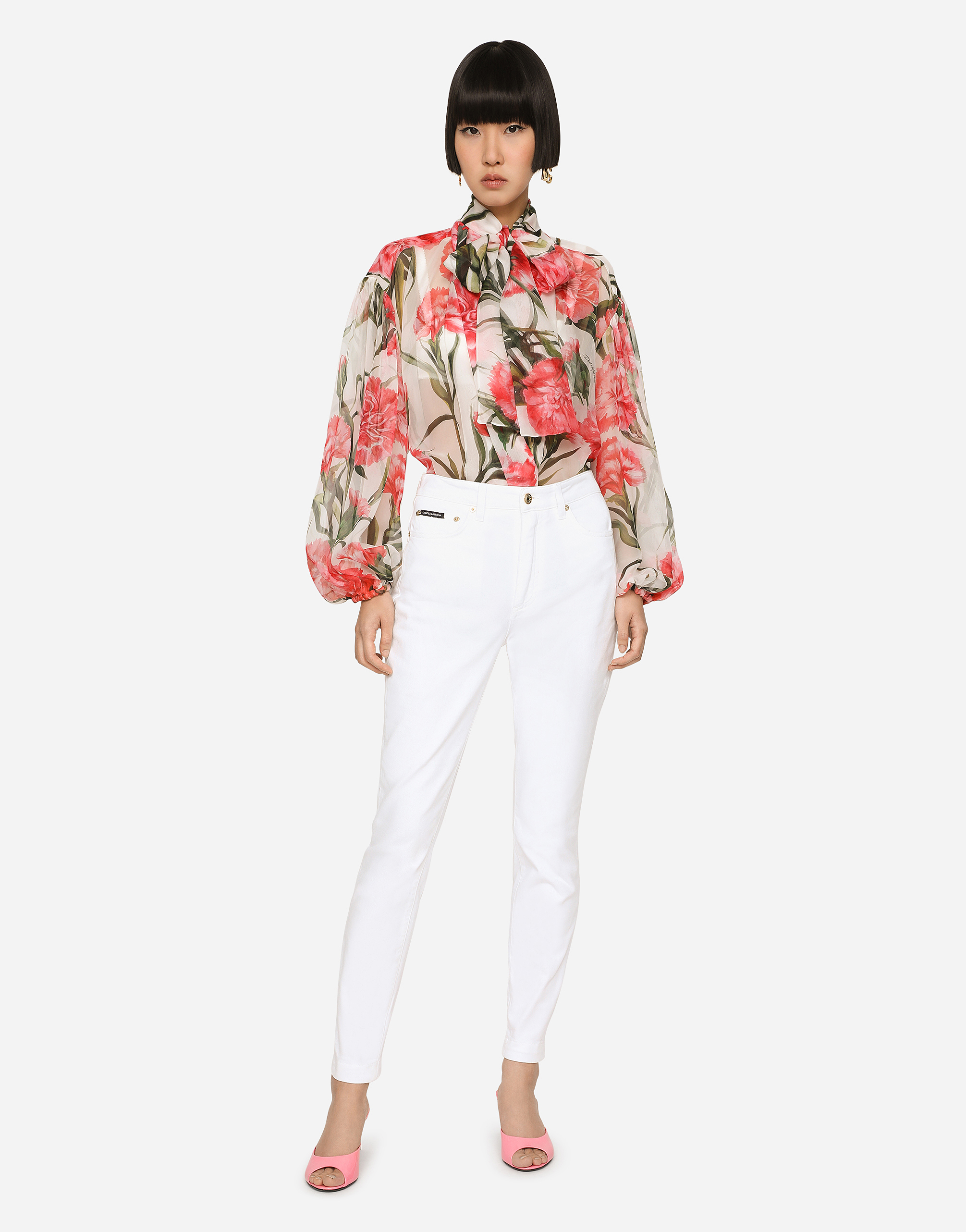 Shop Dolce & Gabbana White Denim Audrey Jeans In Multicolor