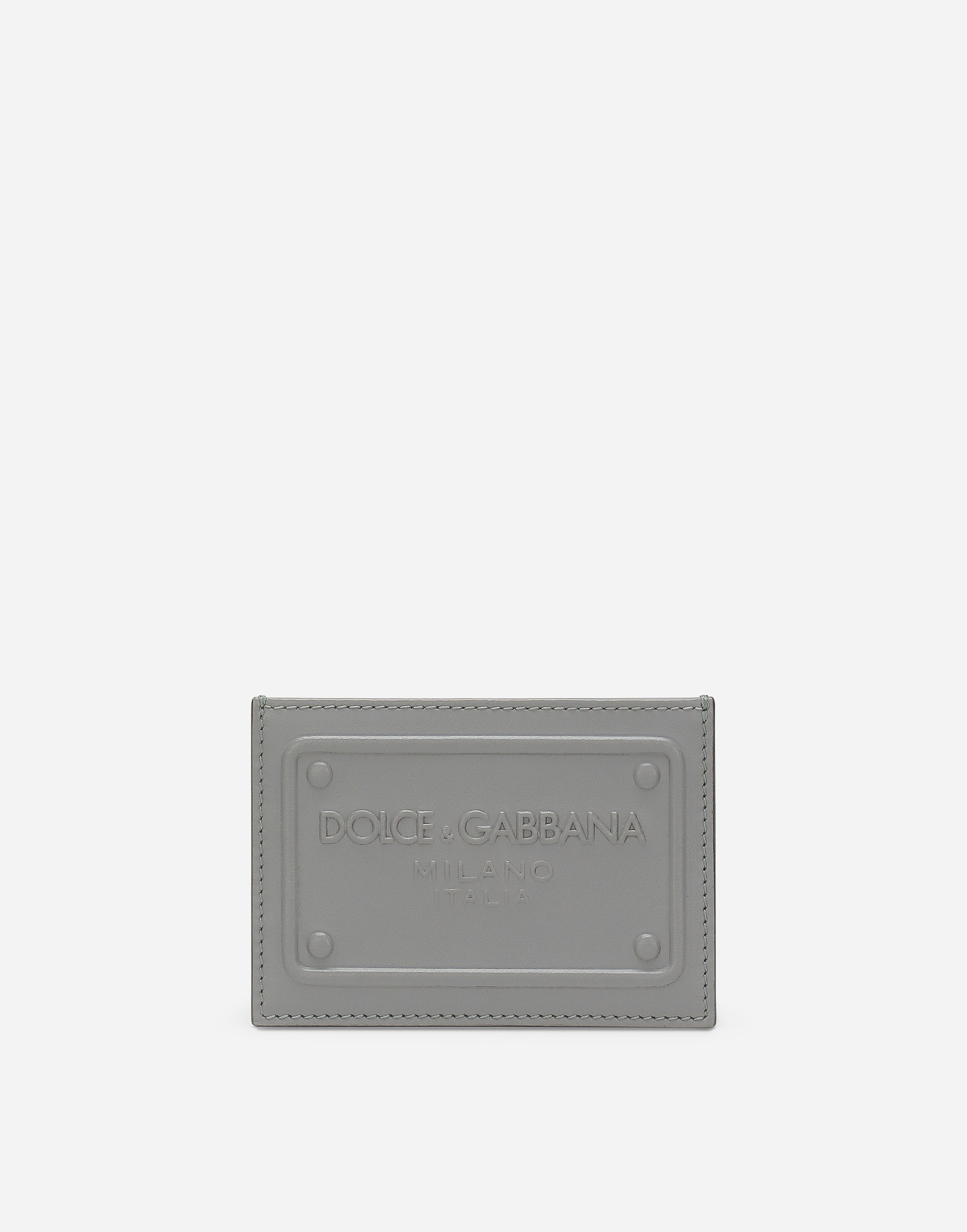 Dolce & Gabbana Calfskin Card Holder In Grey