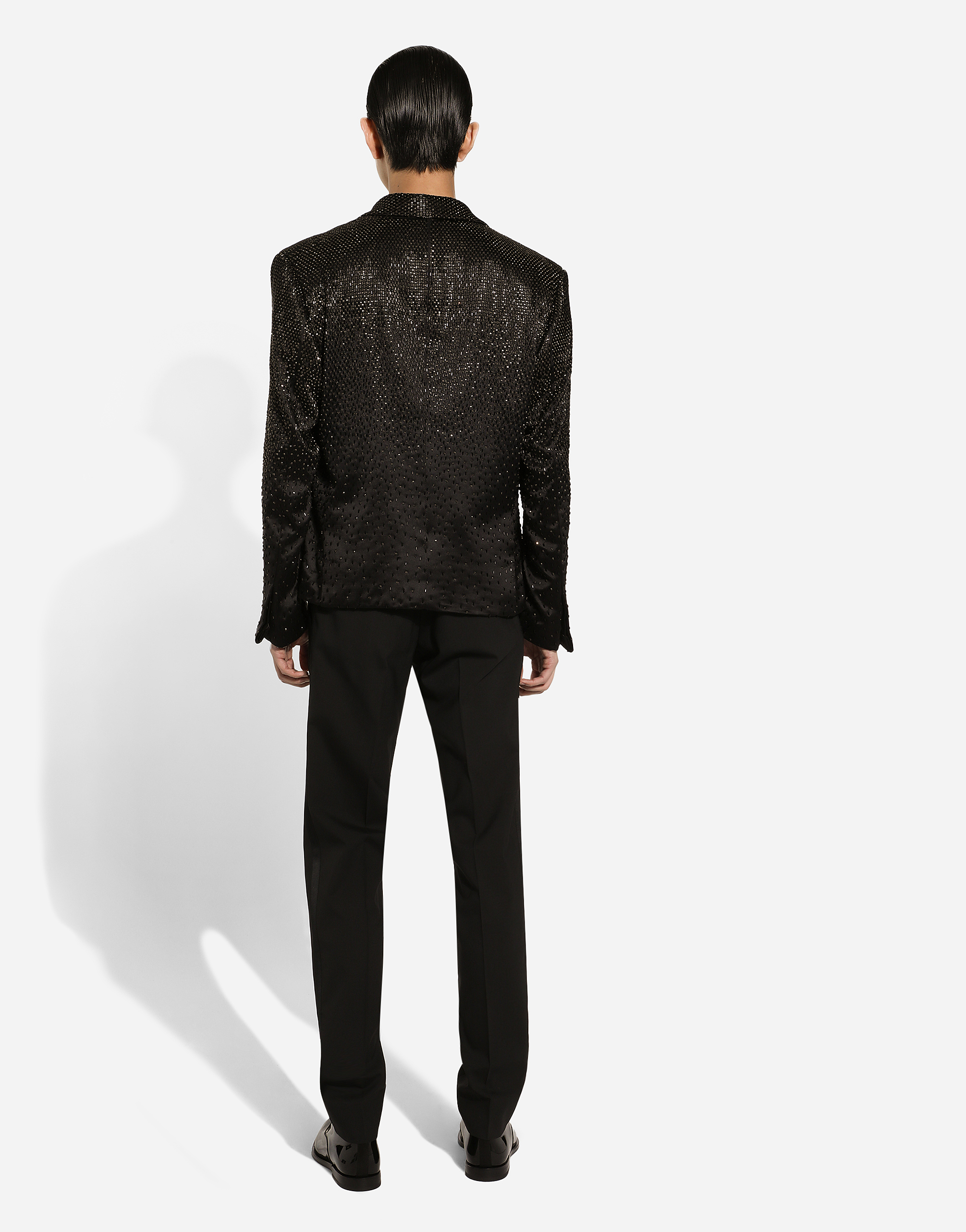 Double-breasted Sicilia-fit jacket in embroidered satin