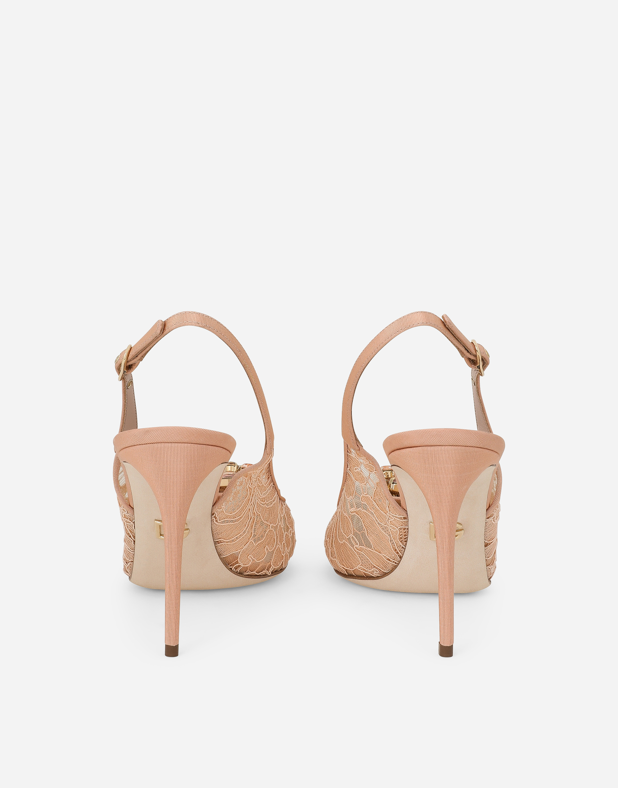 Dolce & Gabbana Slingback Rainbow Lace In Pizzo Lurex In Albicocca