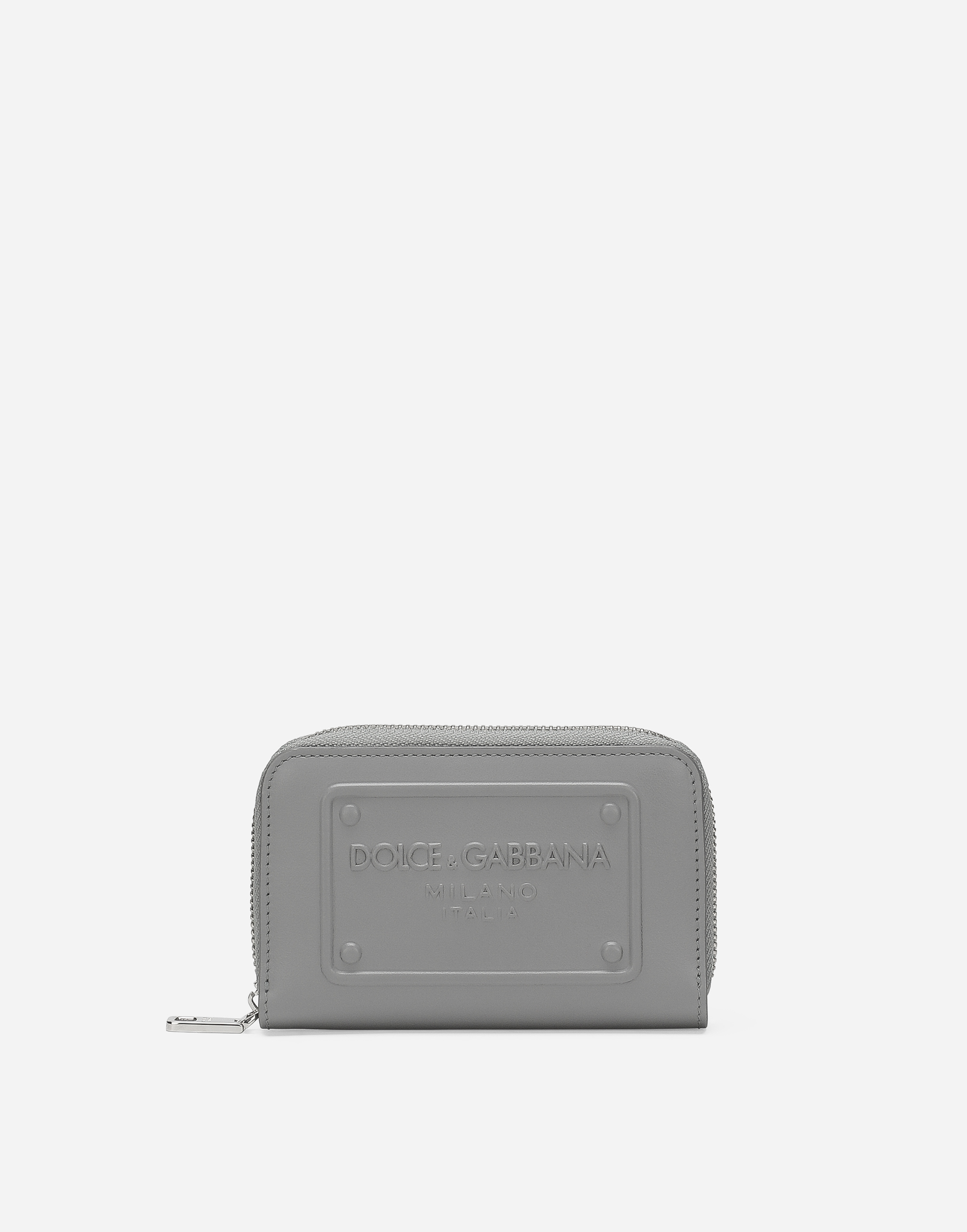 Dolce & Gabbana Small Zip-around Calfskin Wallet - Man Wallets And Small Leather Goods Gray Leather Onesize