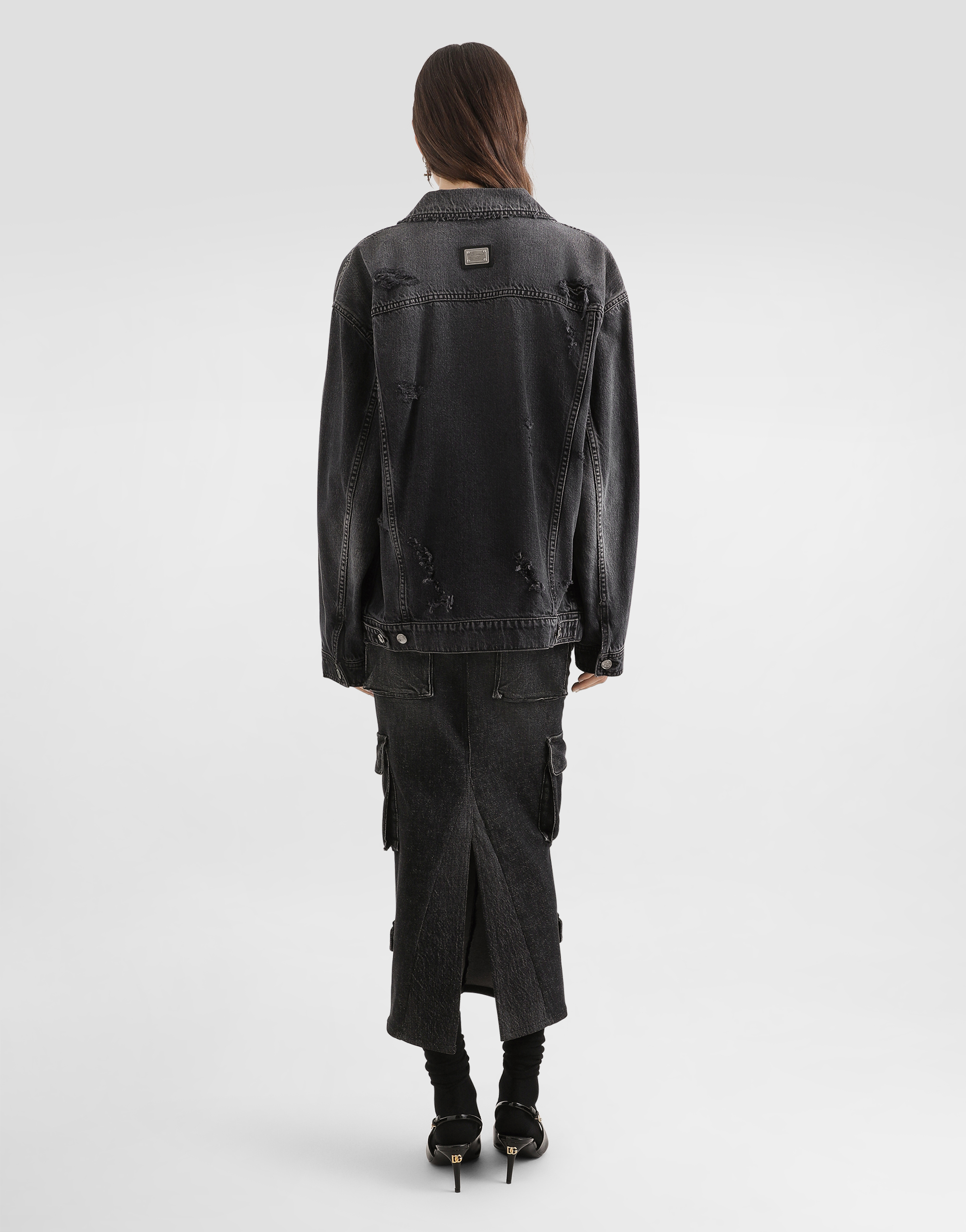 Dolce & Gabbana Buttoned Denim Jacket In Black