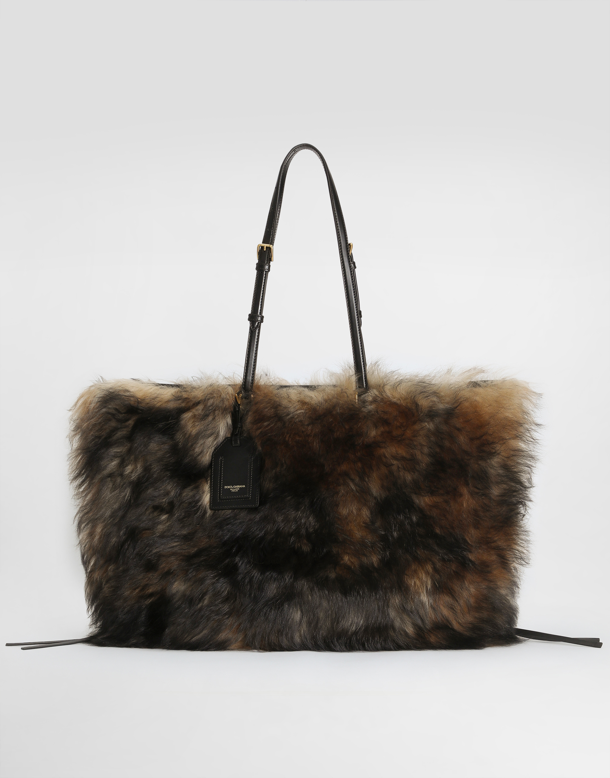 Dolce & Gabbana Atene Shopping Bag With Fur In Multi