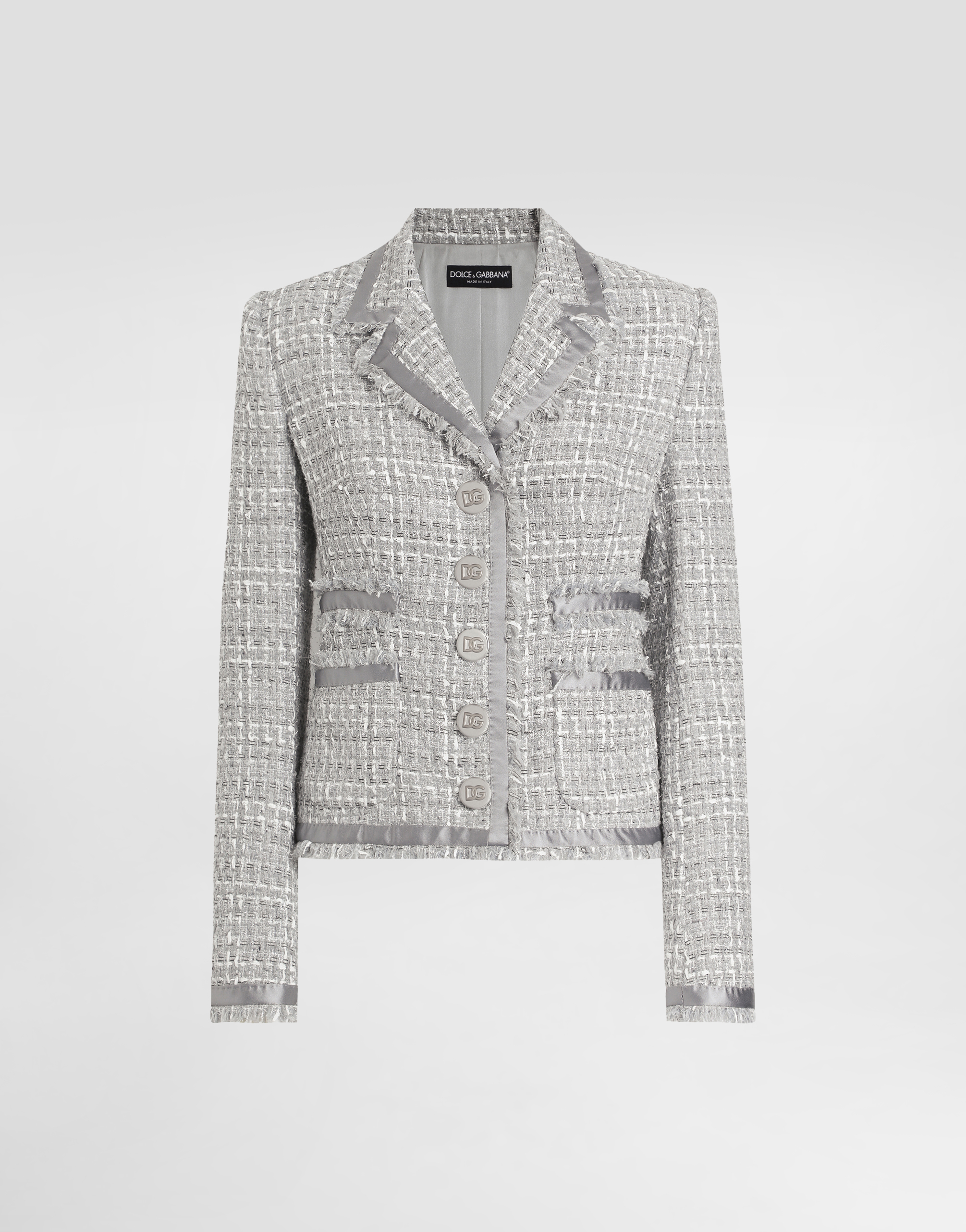 Dolce & Gabbana Short Single-breasted Lamé Bouclé Jacket - Woman Blazers Multicolor