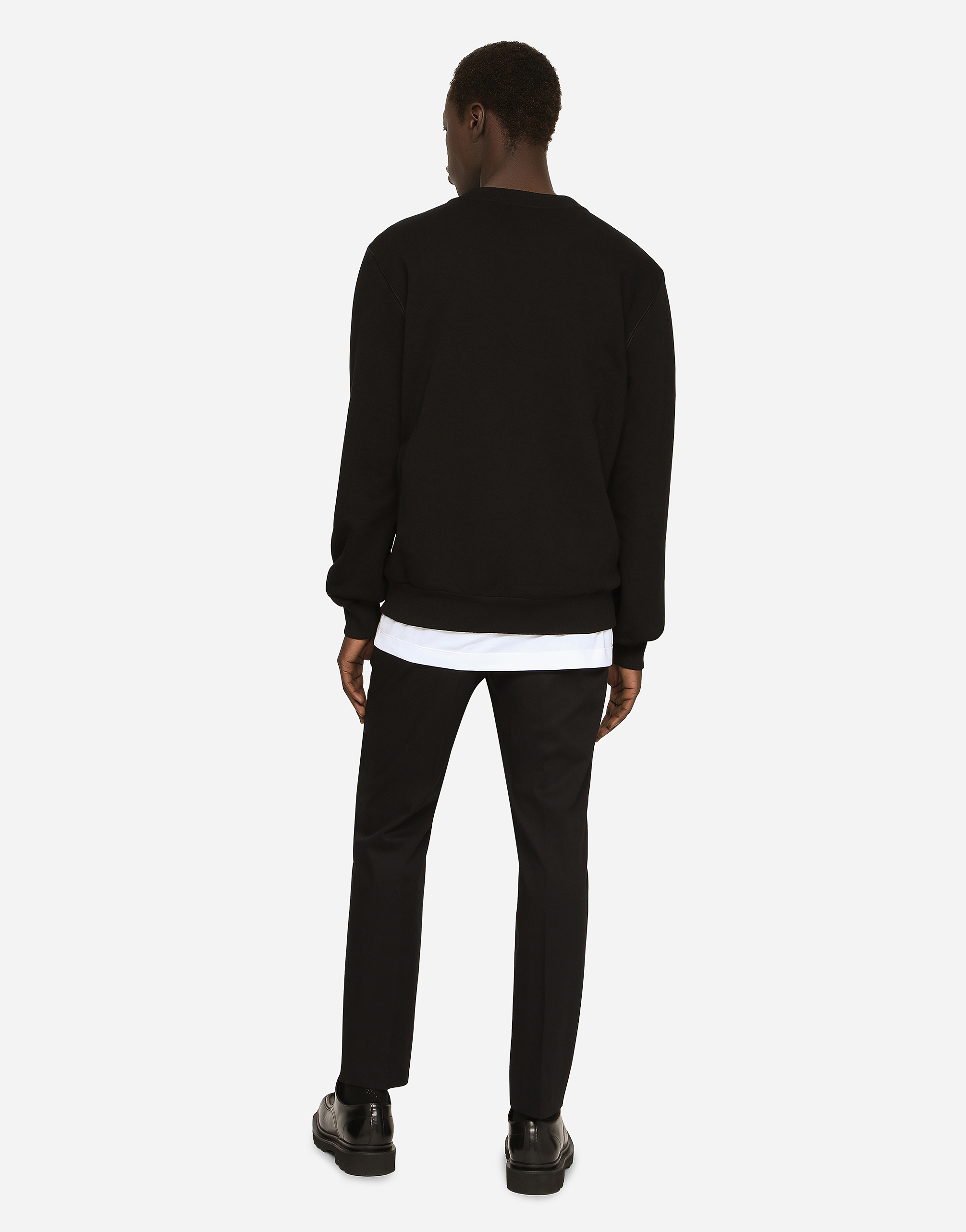 Dolce & Gabbana Cotton Sweatshirt With Frontal Logo In Black