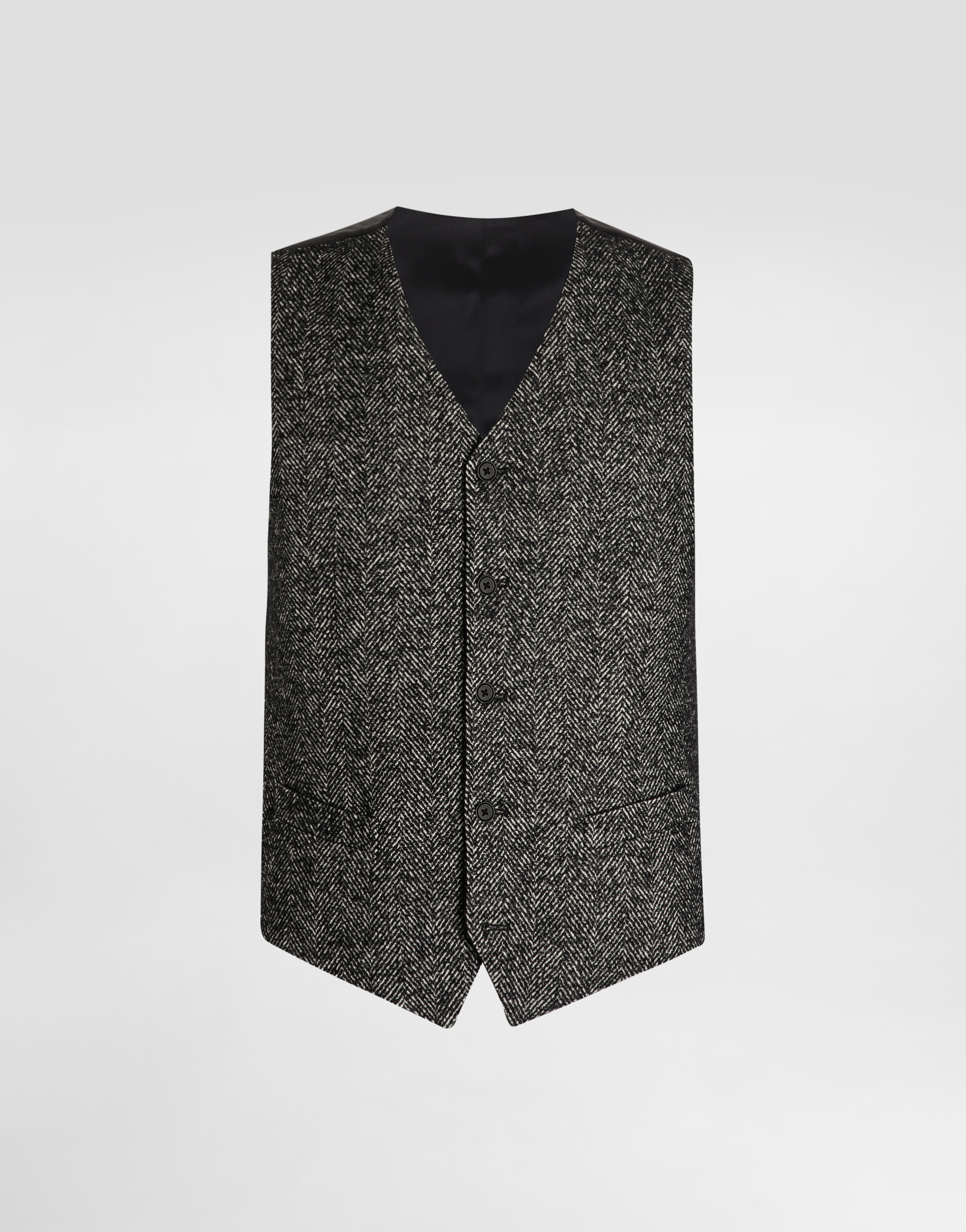 Wool chevron single-breasted vest