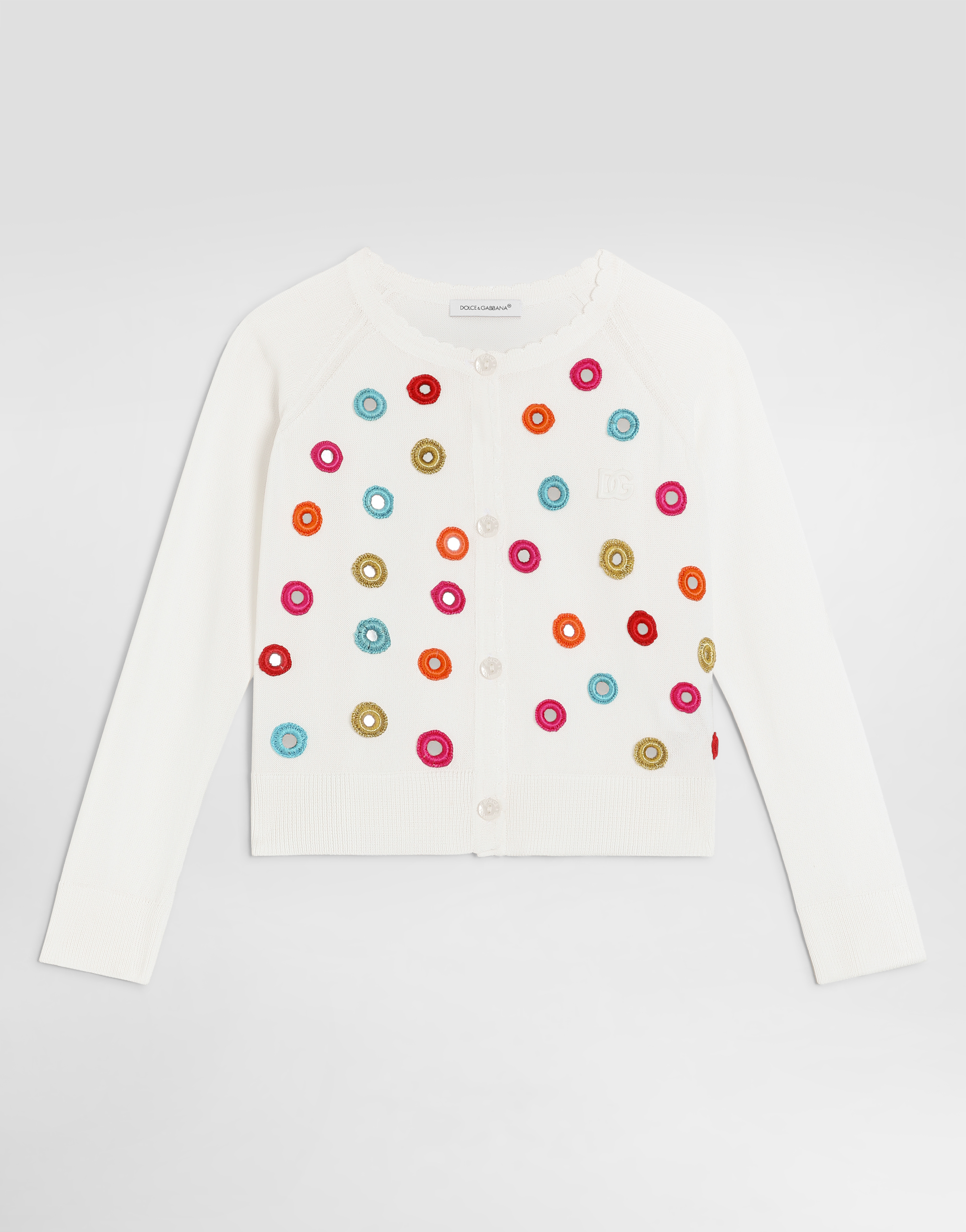 Dolce & Gabbana Kids 花柄長袖コットンカーディガン ポピー Dolce