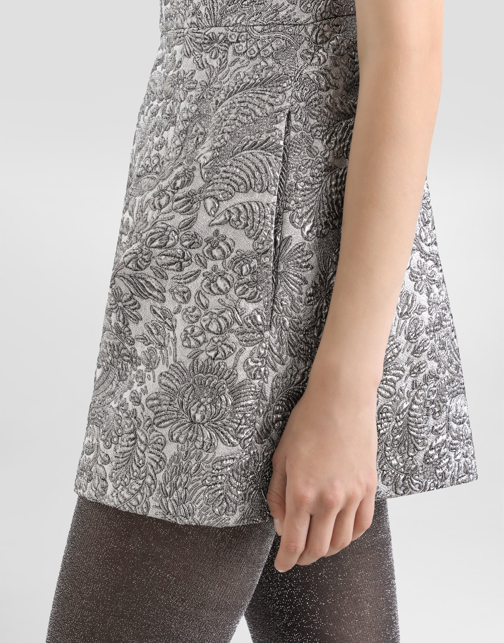 Dolce & Gabbana Floral-jacquard Dress In Gray