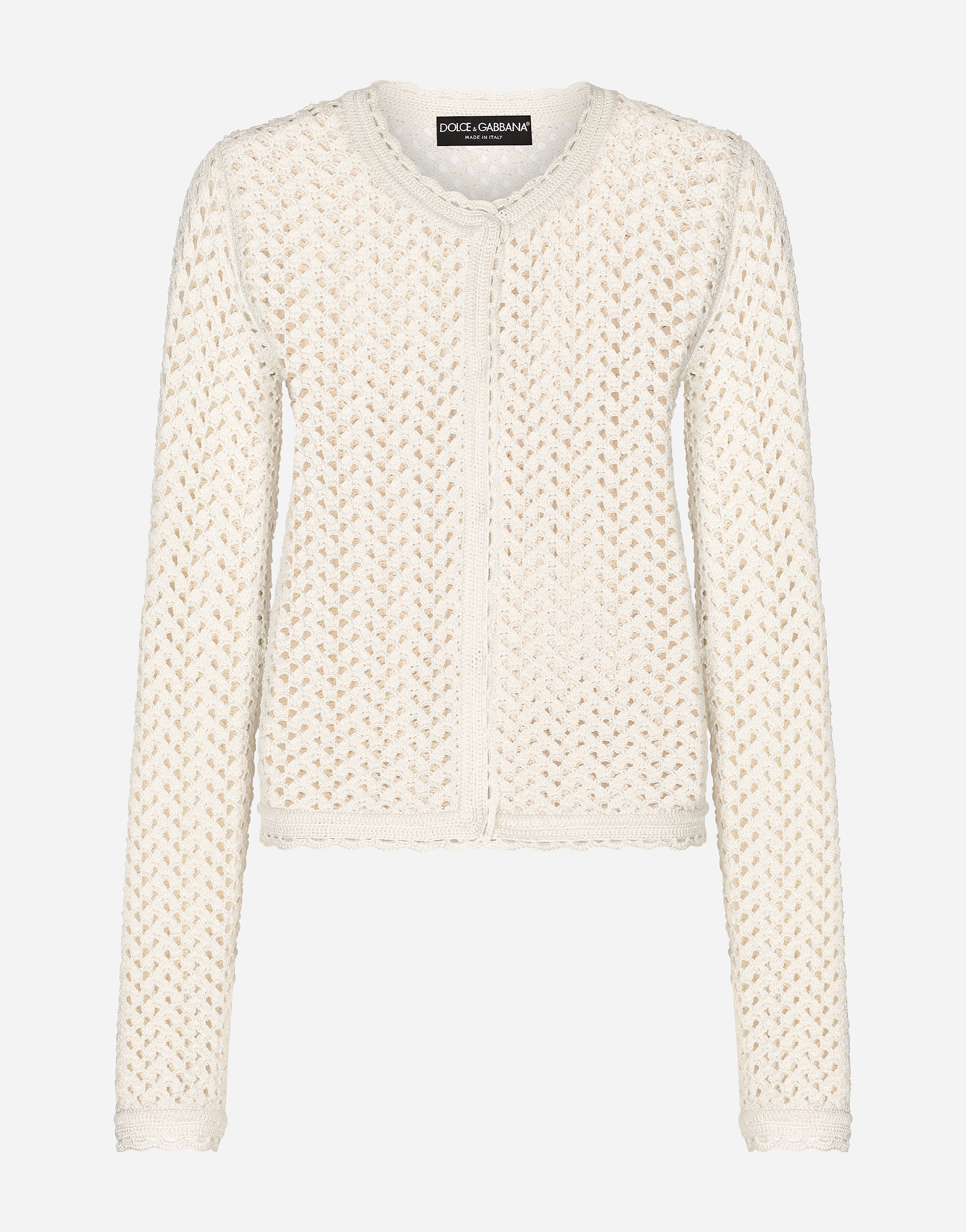 Dolce & Gabbana Short Crochet Jacket - Woman Sweaters And Cardigans White Viscose