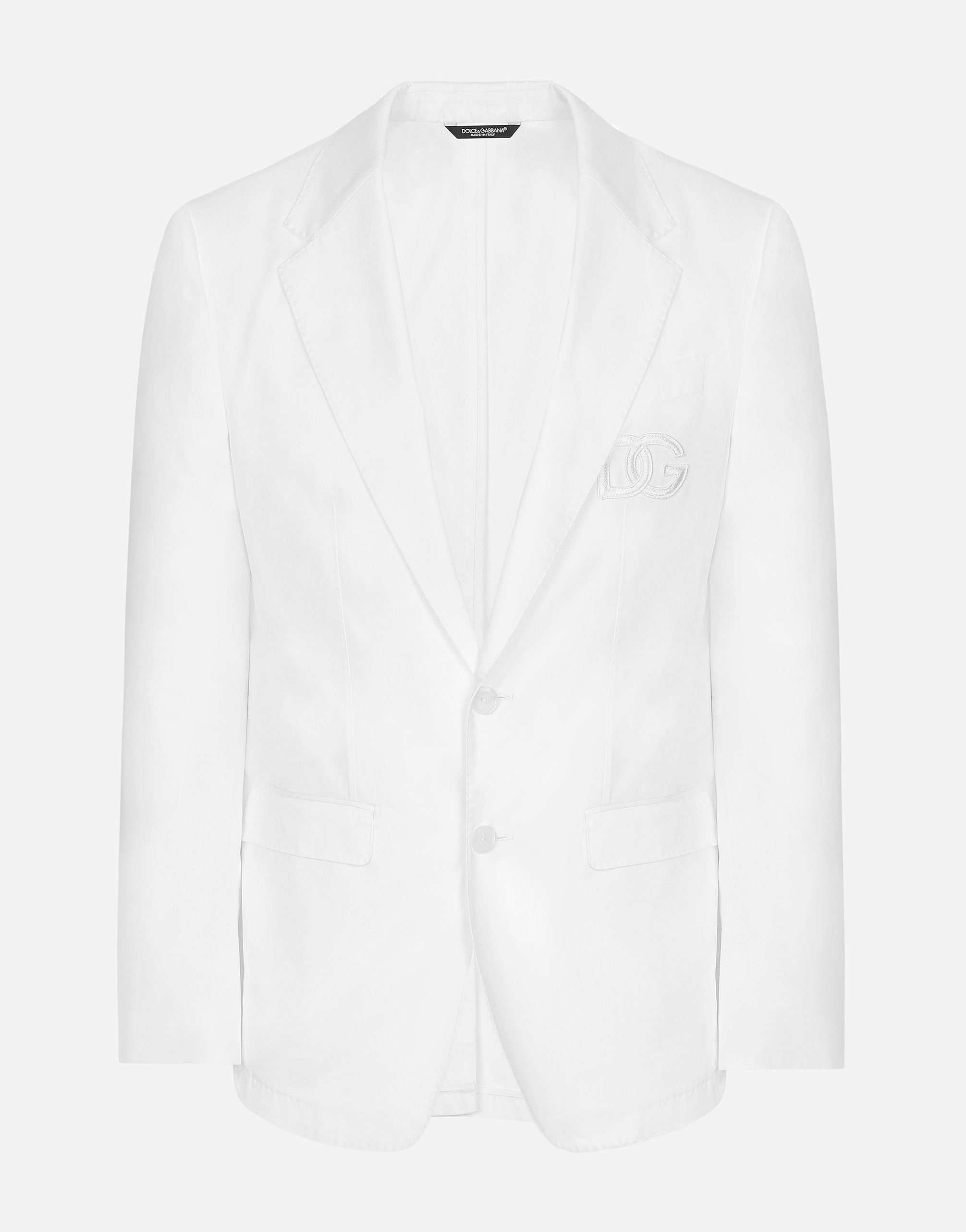 DOLCE & GABBANA SINGLE-BREASTED COTTON TAORMINA JACKET WITH DG PATCH