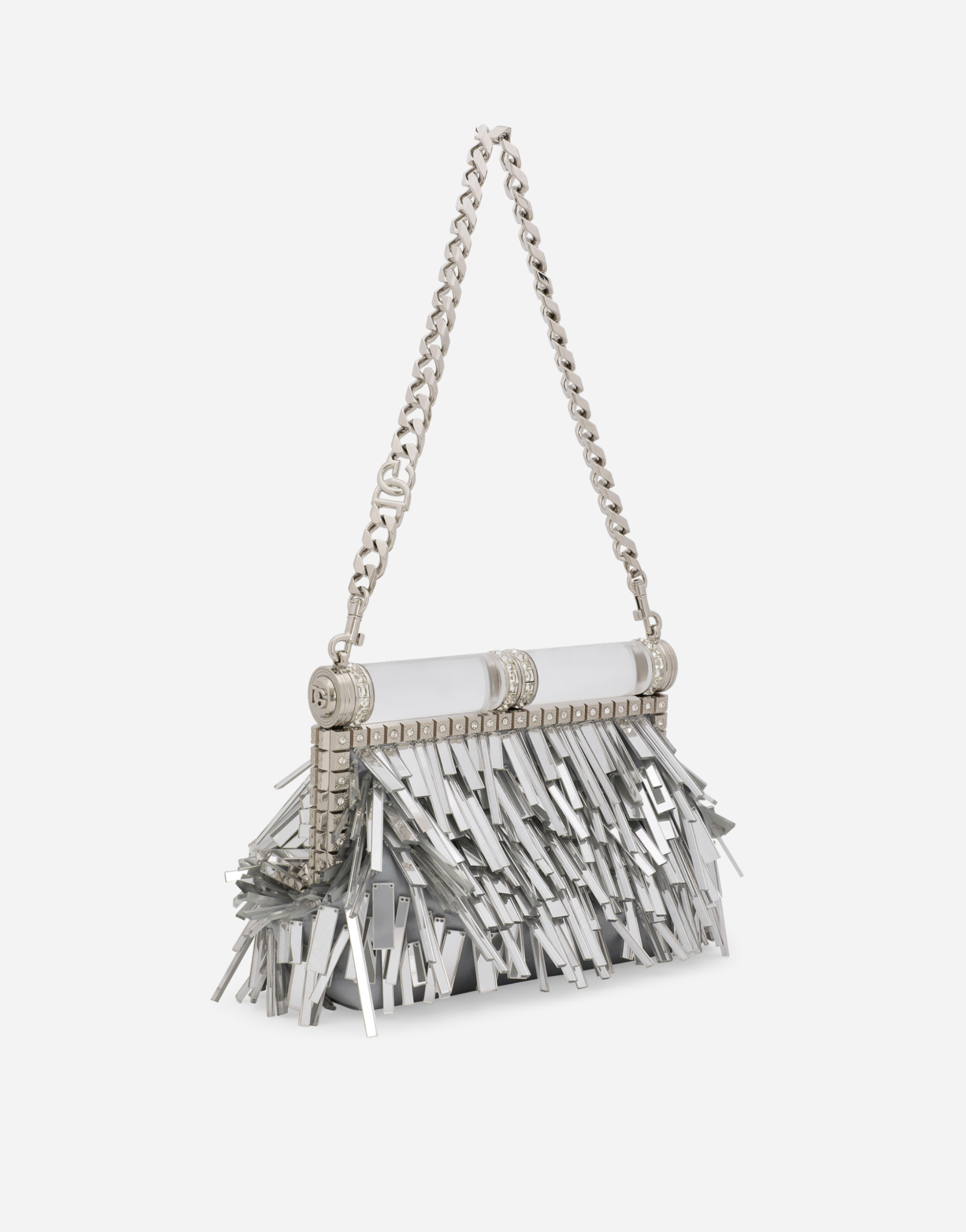  Dolce & Gabbana Bolso De Napa Mordoré Con Bordado Flecos - Mujer Bolsos Mini Y Clutchs Plateado Onesize 