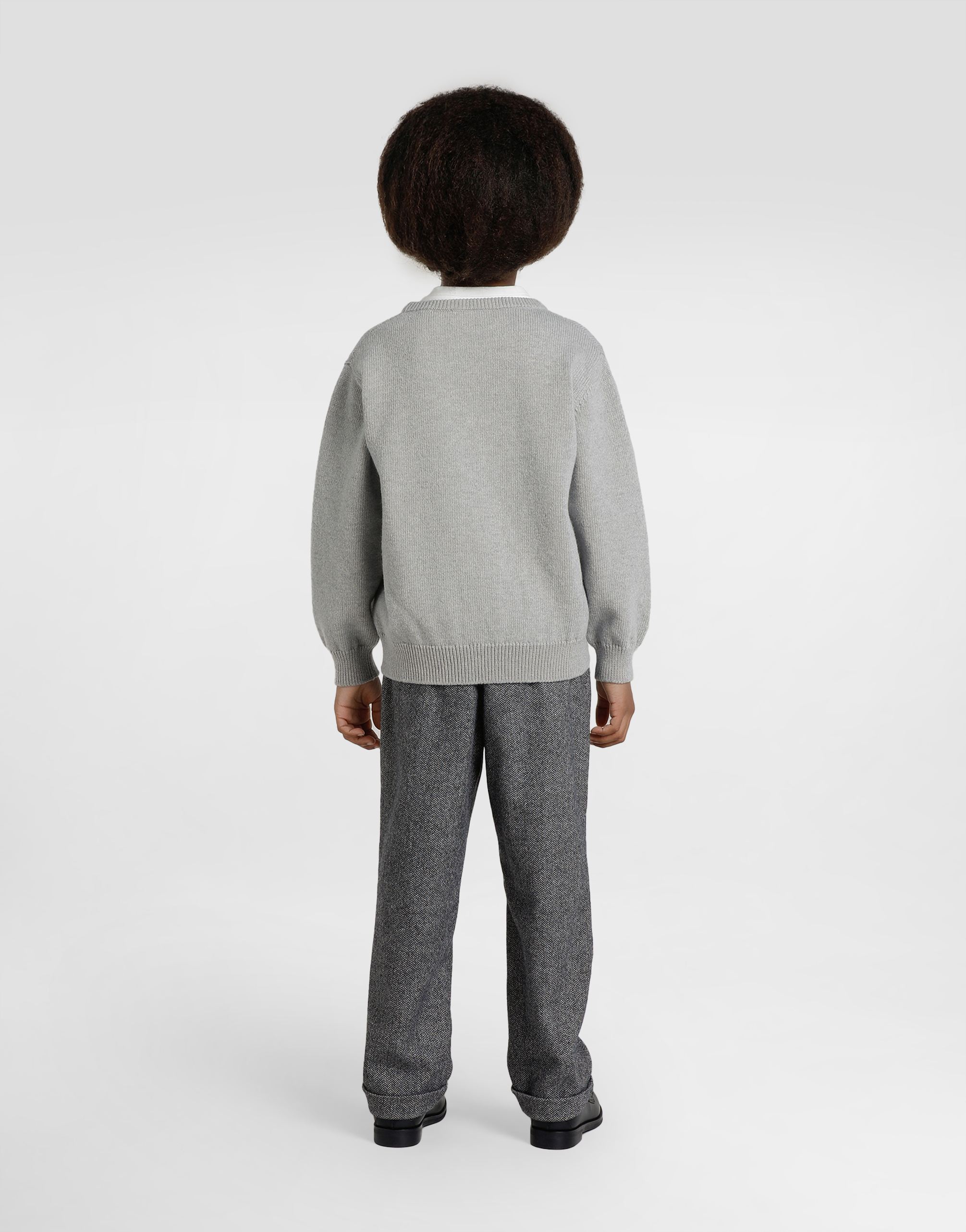 Dolce & Gabbana Wool Sweater With Embroidery In Gray