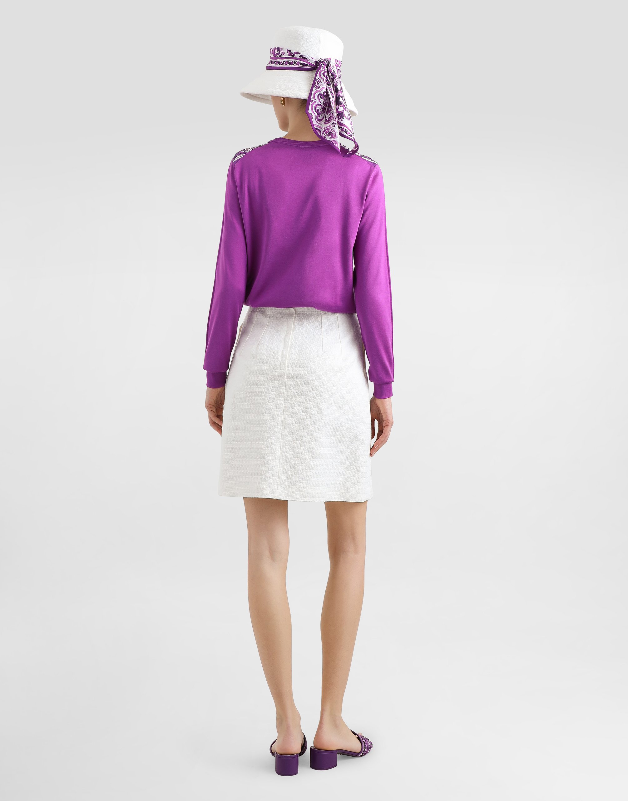Dolce & Gabbana Stretch Mat Mini Skirt In White