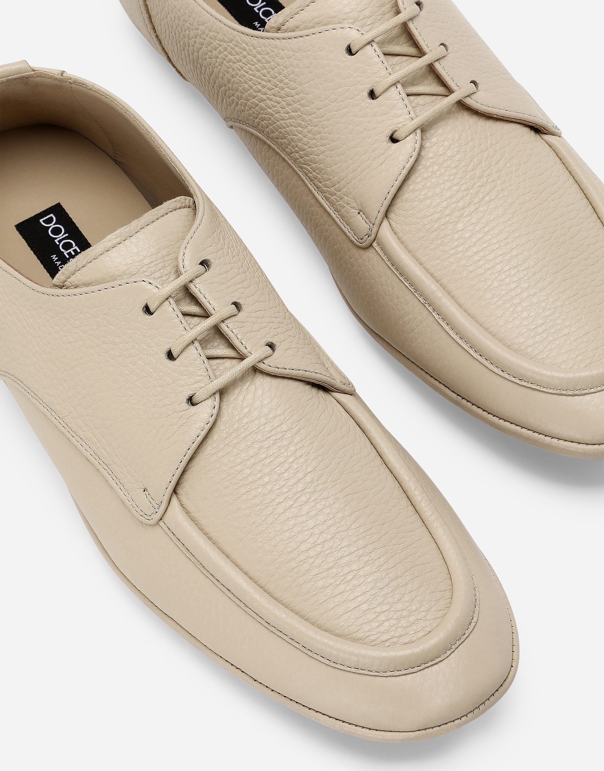 Dolce & Gabbana Deerskin Derby Shoes In Beige
