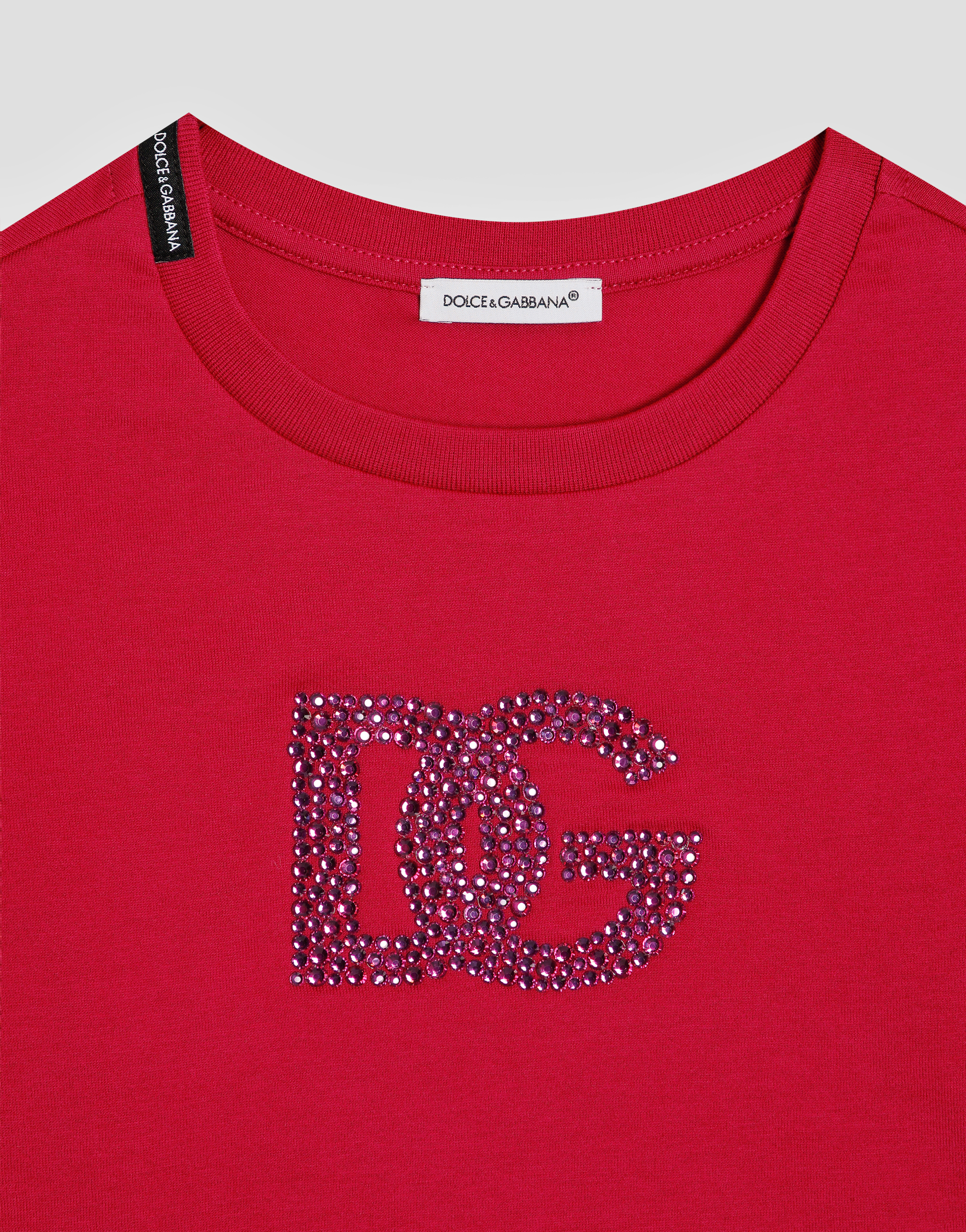 Jersey T-shirt with rhinestone logo