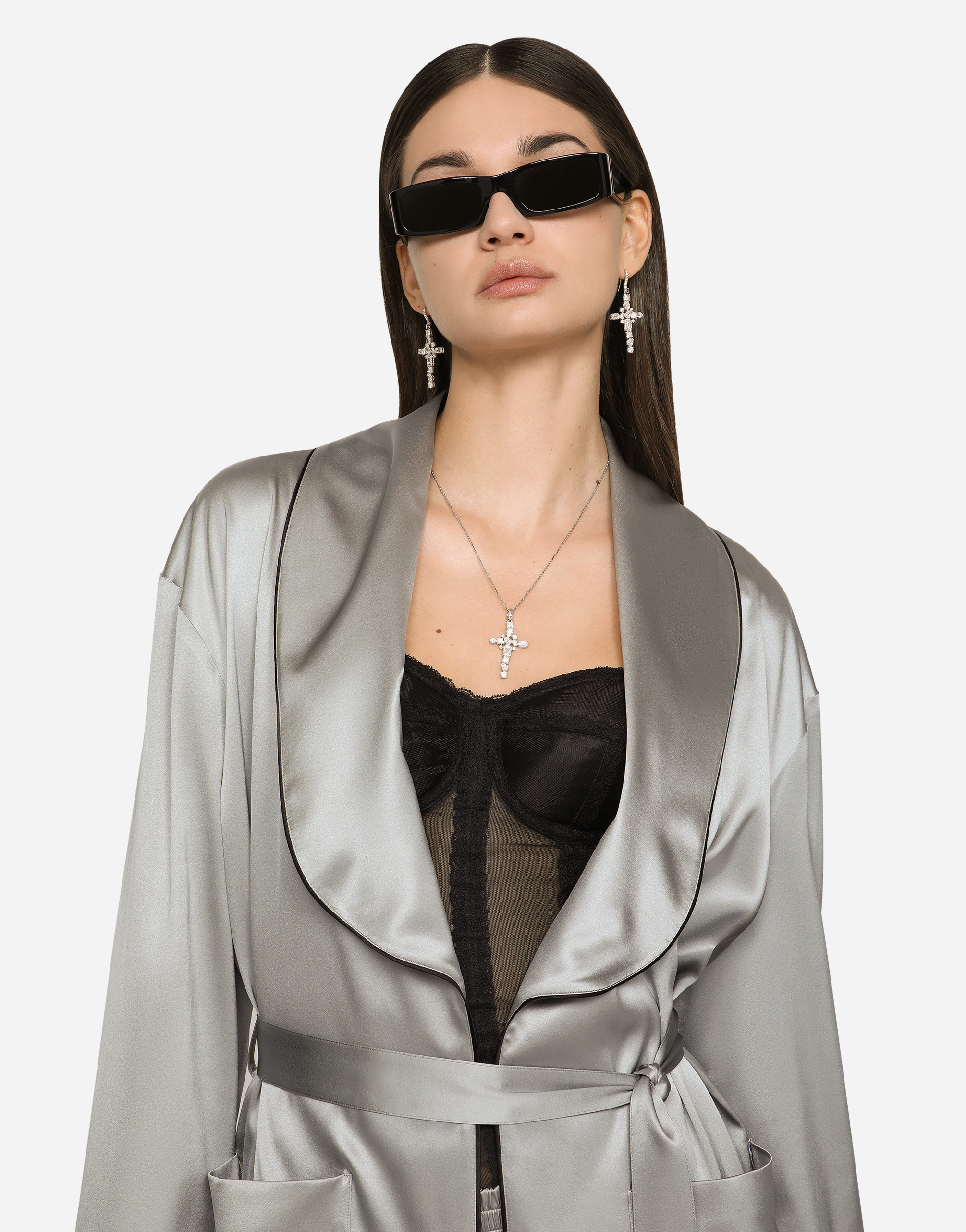 Shop Dolce & Gabbana Easy Diamond Earrings In White Gold 18kt Diamonds