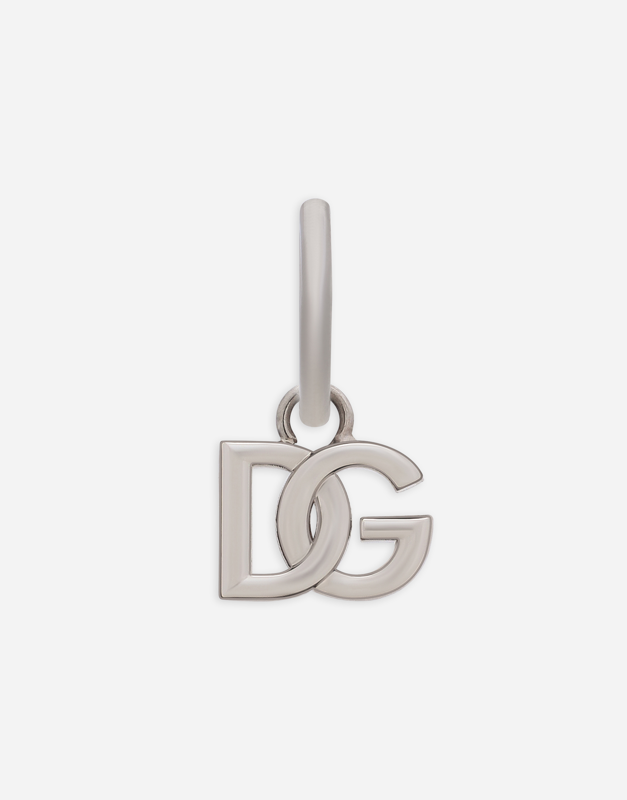 Dolce & Gabbana Dg Logo Single Hoop Earring In Silver