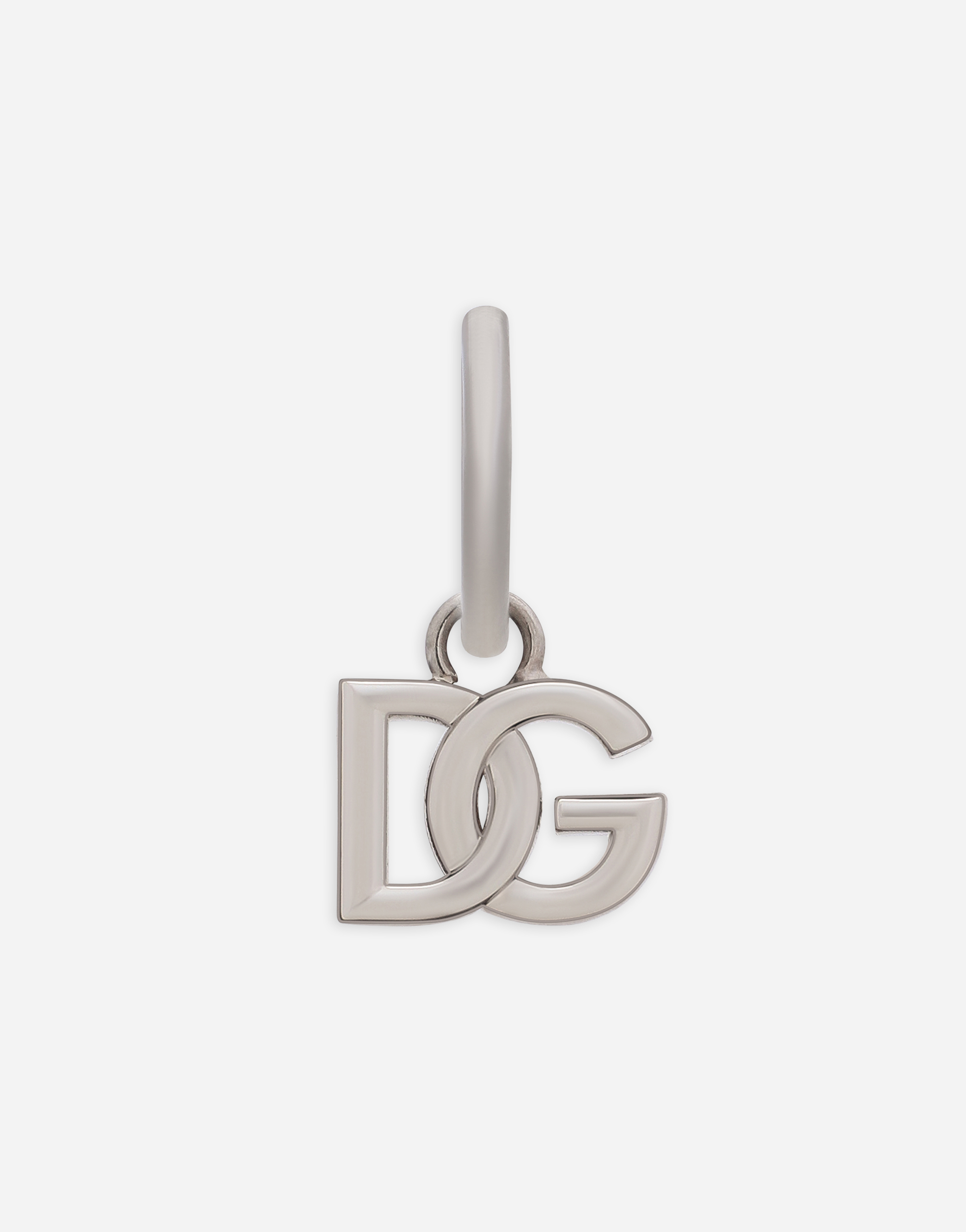 Shop Dolce & Gabbana Single Dg Logo Earring In Silver